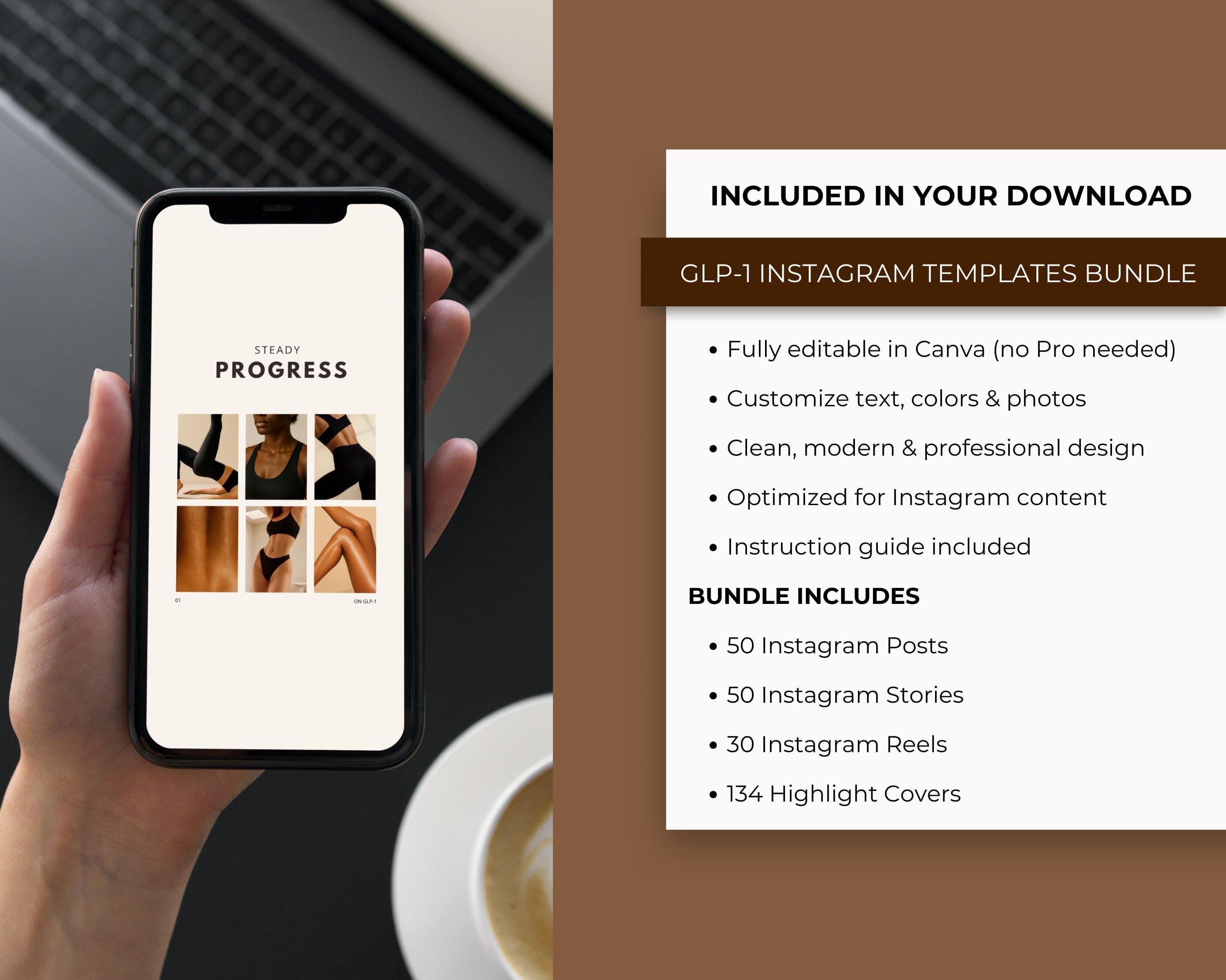 GLP-1 Weight Loss Instagram Templates | Med Spa Marketing Canva Bundle | Clinic Social Media Post Kit | Peptide Treatment Canva Templates