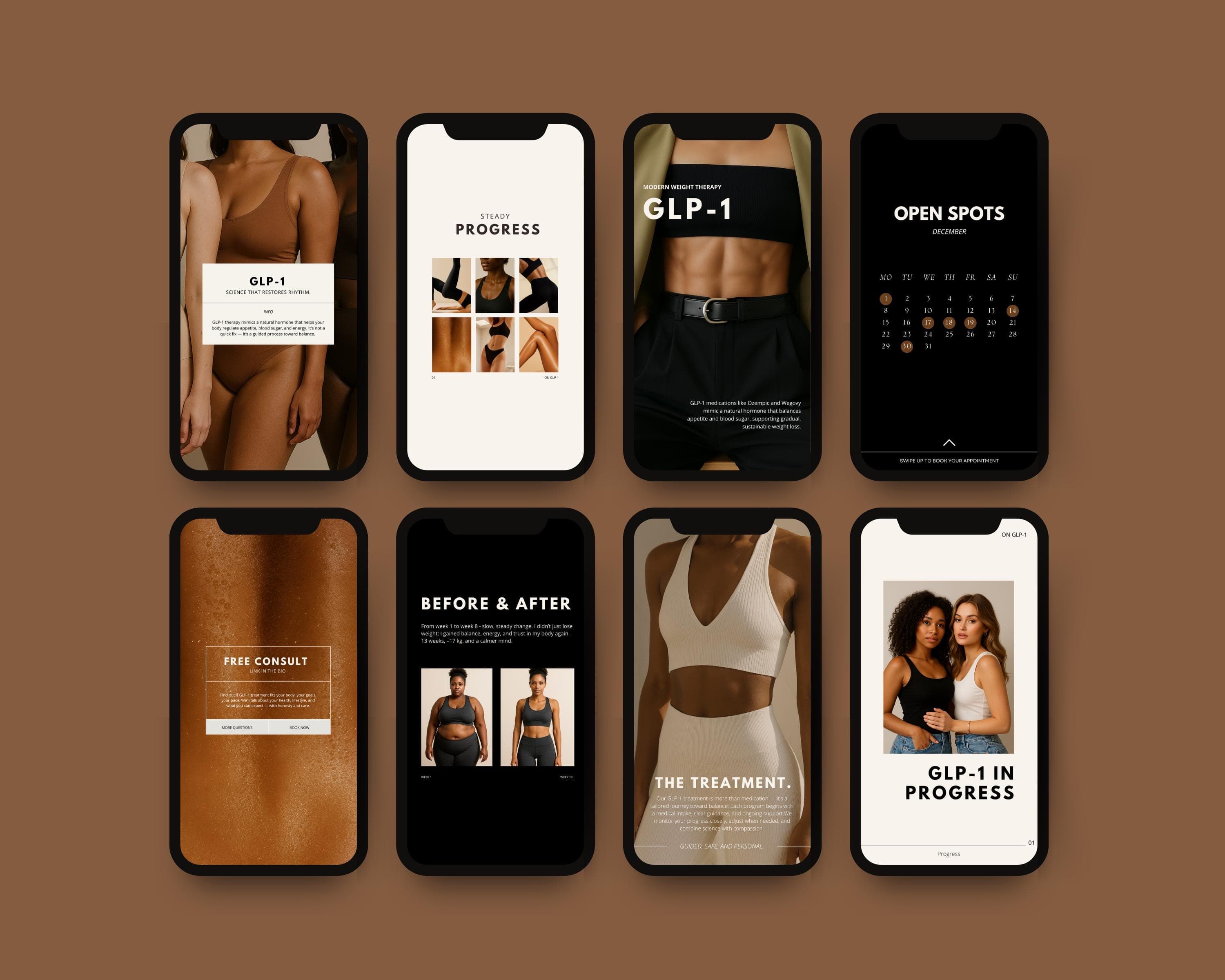 GLP-1 Weight Loss Instagram Templates | Med Spa Marketing Canva Bundle | Clinic Social Media Post Kit | Peptide Treatment Canva Templates