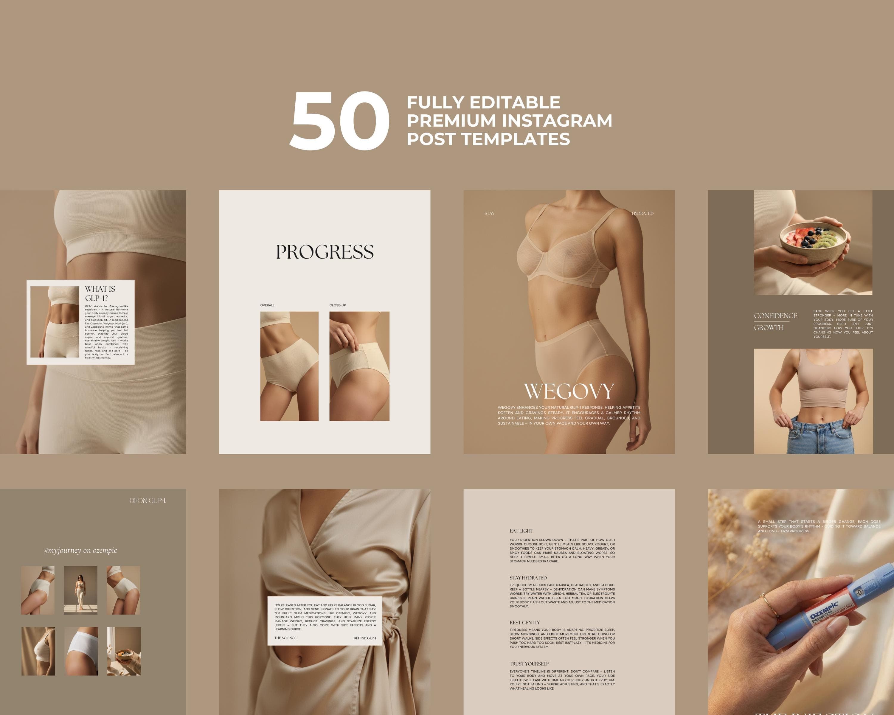 Weight Loss Injection Instagram Templates, Editable Canva Posts | Medical Weight Loss Clinic & Medspa Social Media