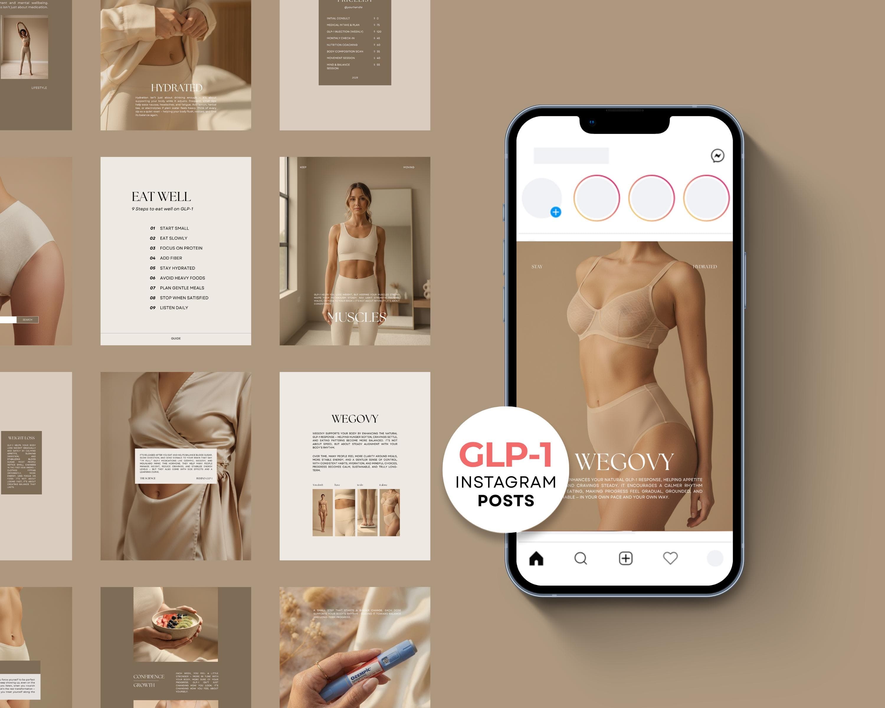 Weight Loss Injection Instagram Templates, Editable Canva Posts | Medical Weight Loss Clinic & Medspa Social Media