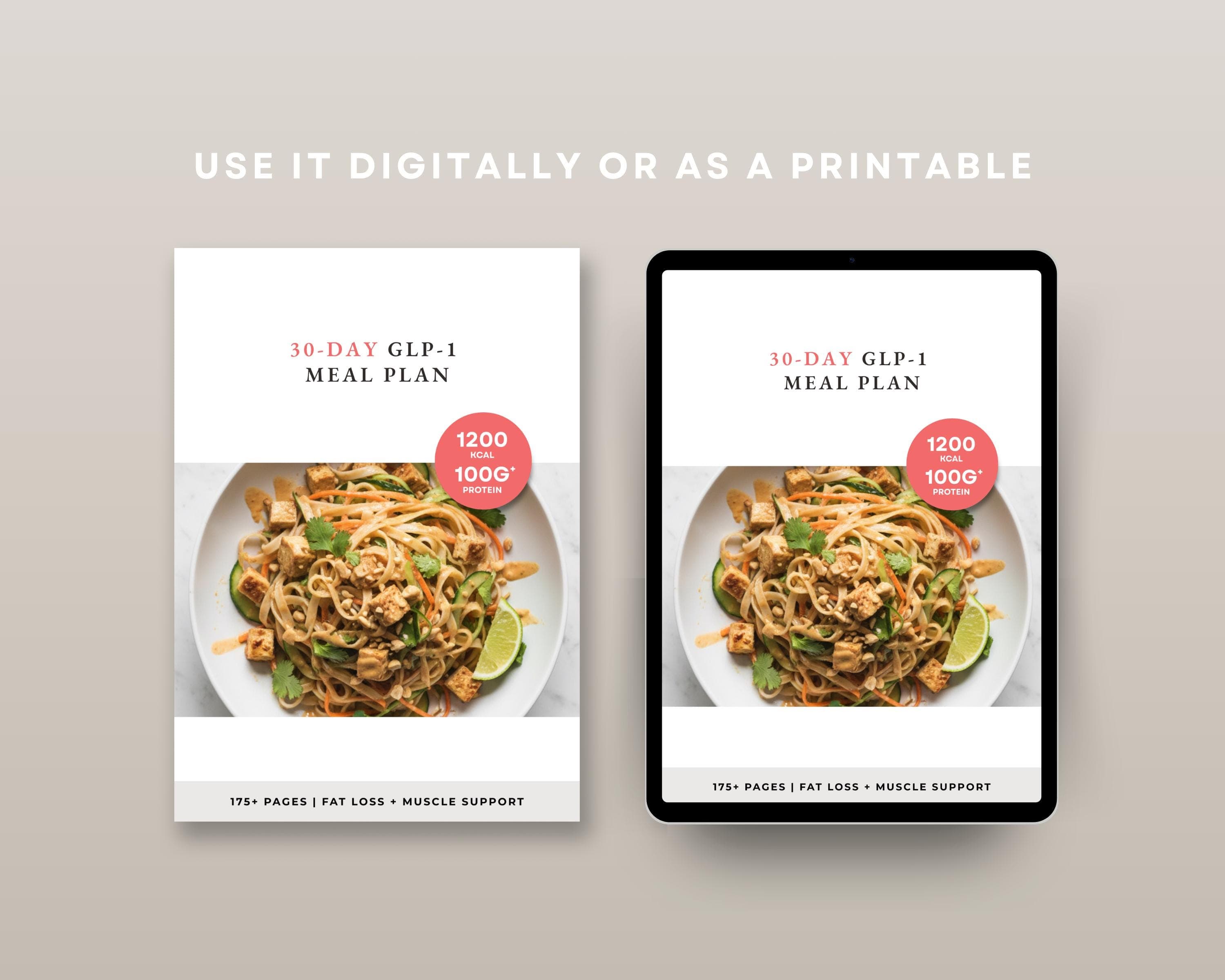 30 Day GLP-1 Meal Plan, Monthly High Protein Meal Planner with Weekly Grocery Lists, Complete GLP1 Diet Reset, 4 Week PDF