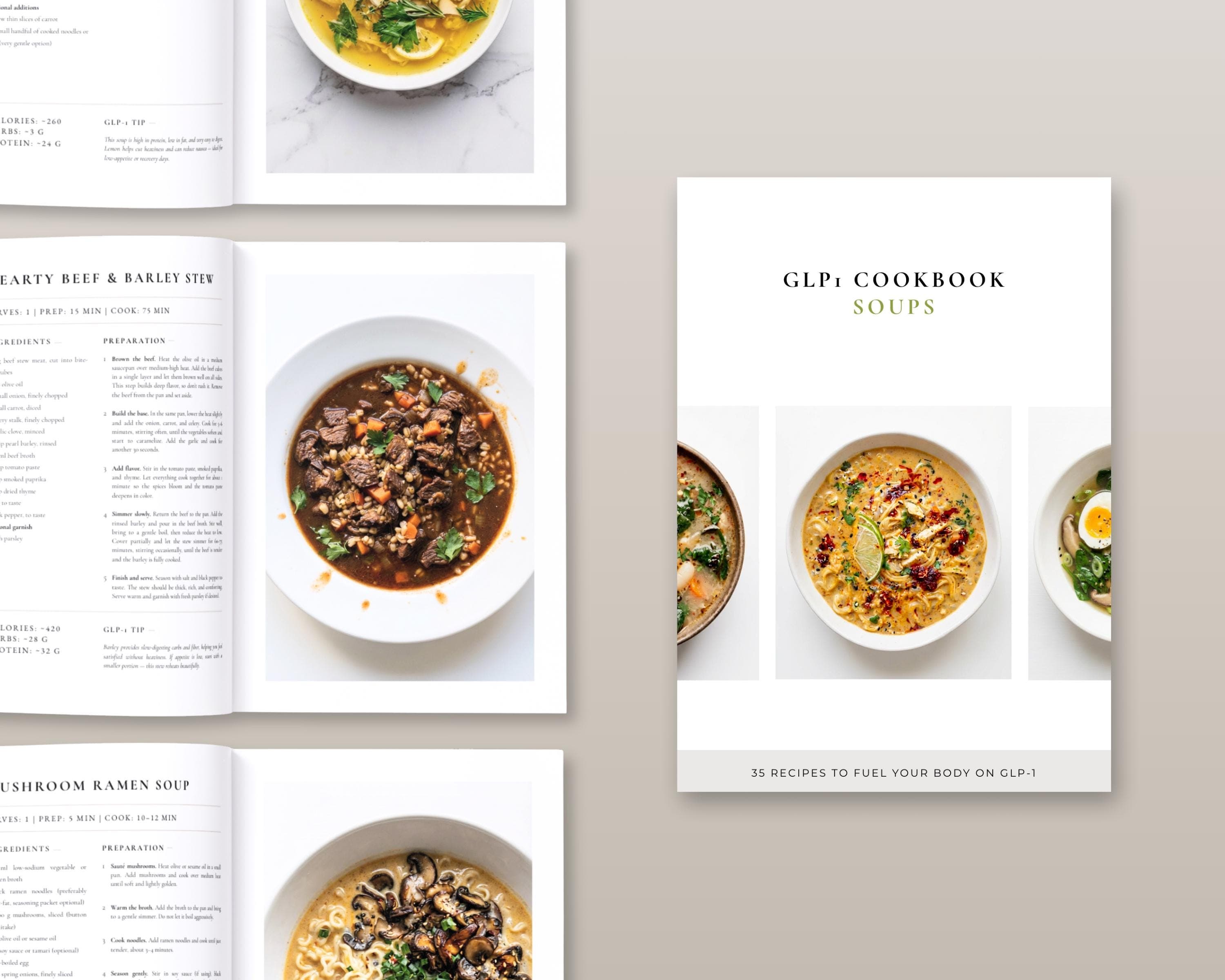 GLP-1 Soup Cookbook for Nausea Support | Tirzepatide High Protein Weight Loss Recipes | Light Digestible GLP1 Diet Meals