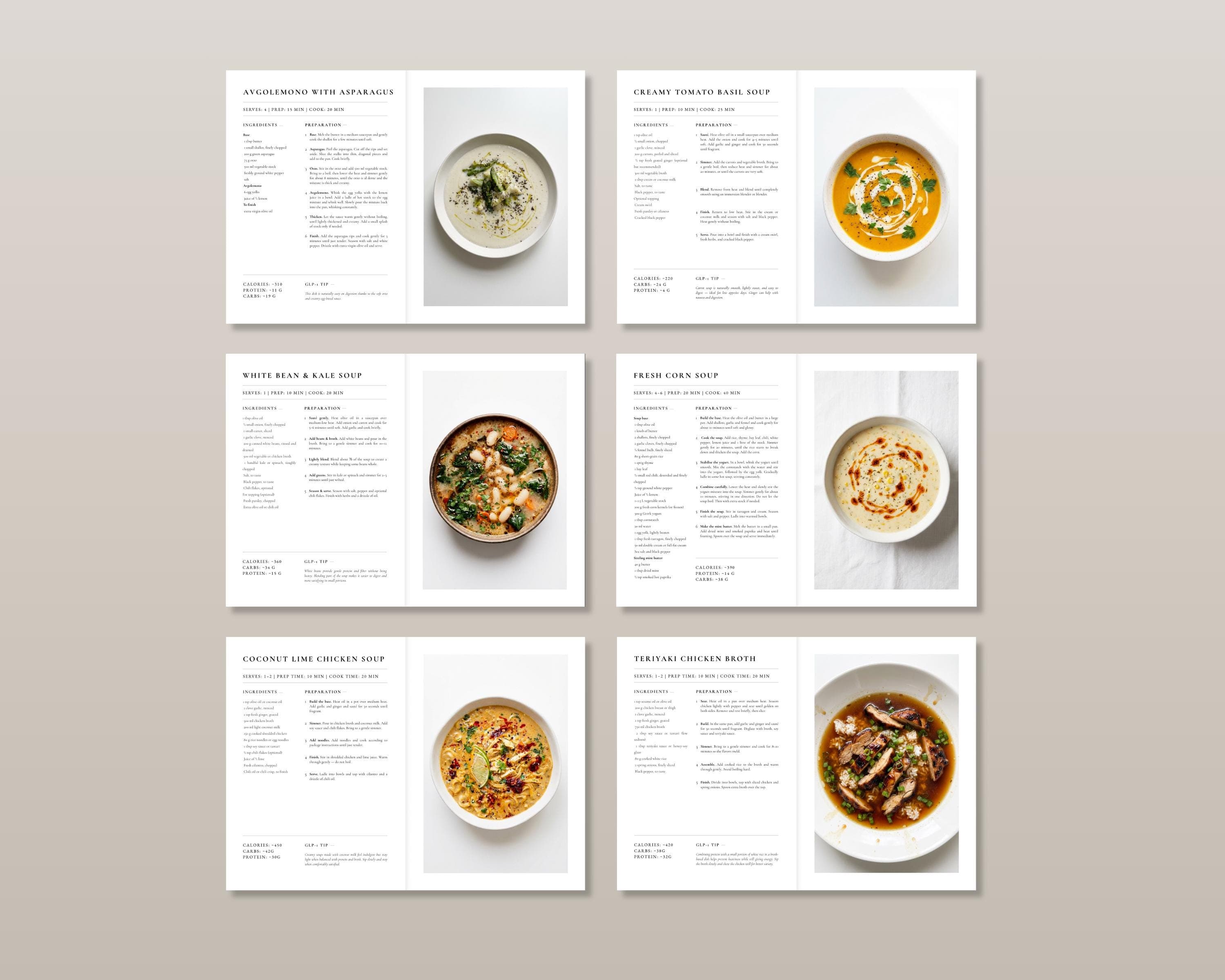 GLP-1 Soup Cookbook for Nausea Support | Tirzepatide High Protein Weight Loss Recipes | Light Digestible GLP1 Diet Meals