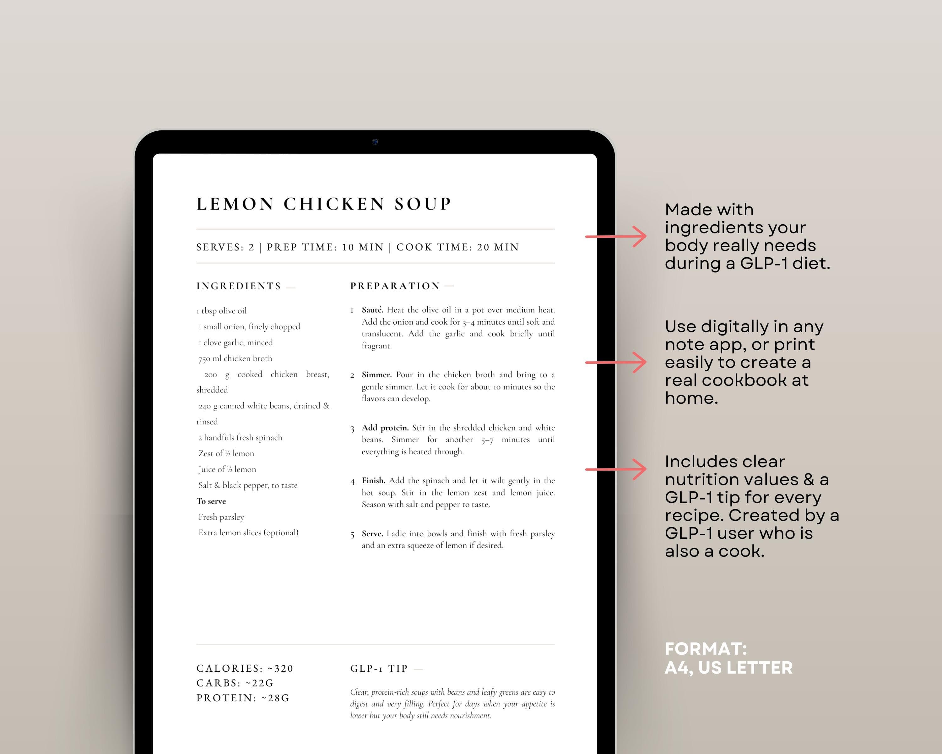 GLP-1 Soup Cookbook for Nausea Support | Tirzepatide High Protein Weight Loss Recipes | Light Digestible GLP1 Diet Meals