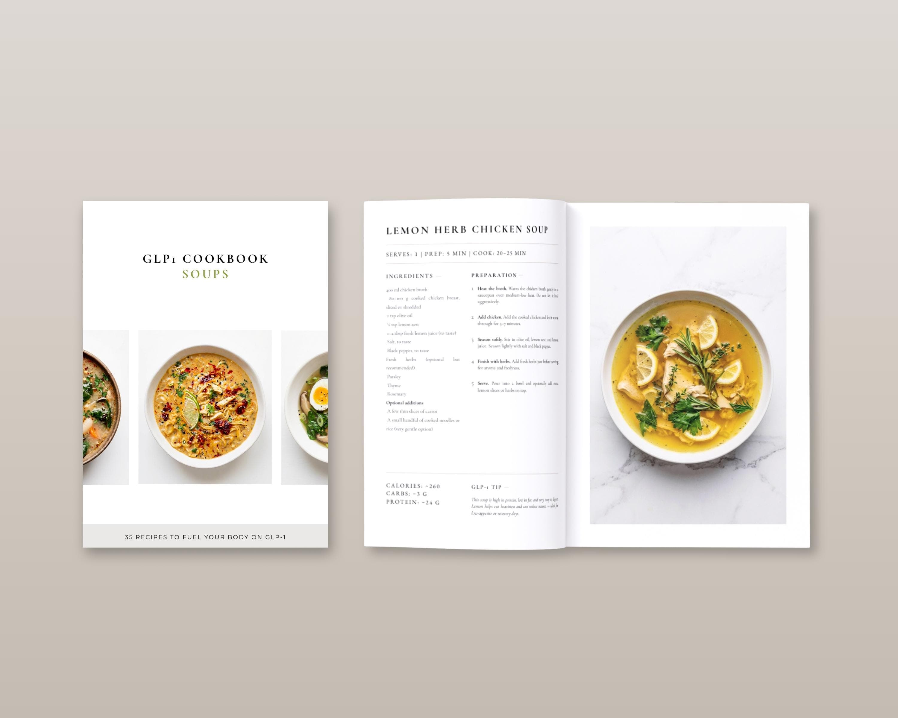 GLP-1 Soup Cookbook for Nausea Support | Tirzepatide High Protein Weight Loss Recipes | Light Digestible GLP1 Diet Meals