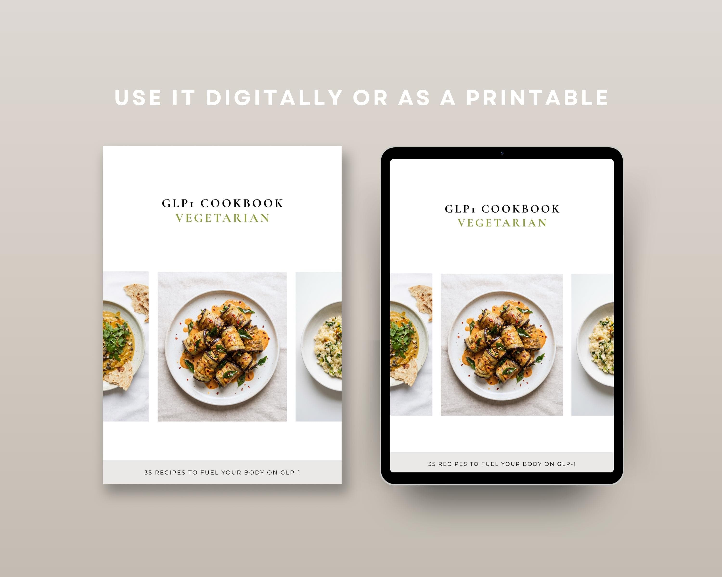 GLP-1 Vegetarian Recipes | 35 Meat-Free High Protein Meals with Fiber & Calories | Instant PDF Cookbook Download
