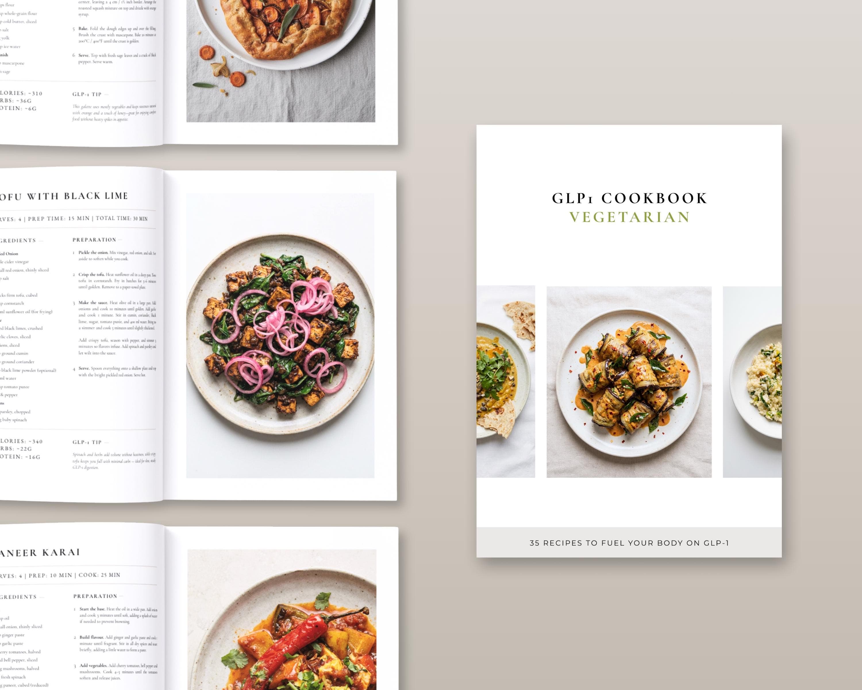 GLP-1 Vegetarian Recipes | 35 Meat-Free High Protein Meals with Fiber & Calories | Instant PDF Cookbook Download