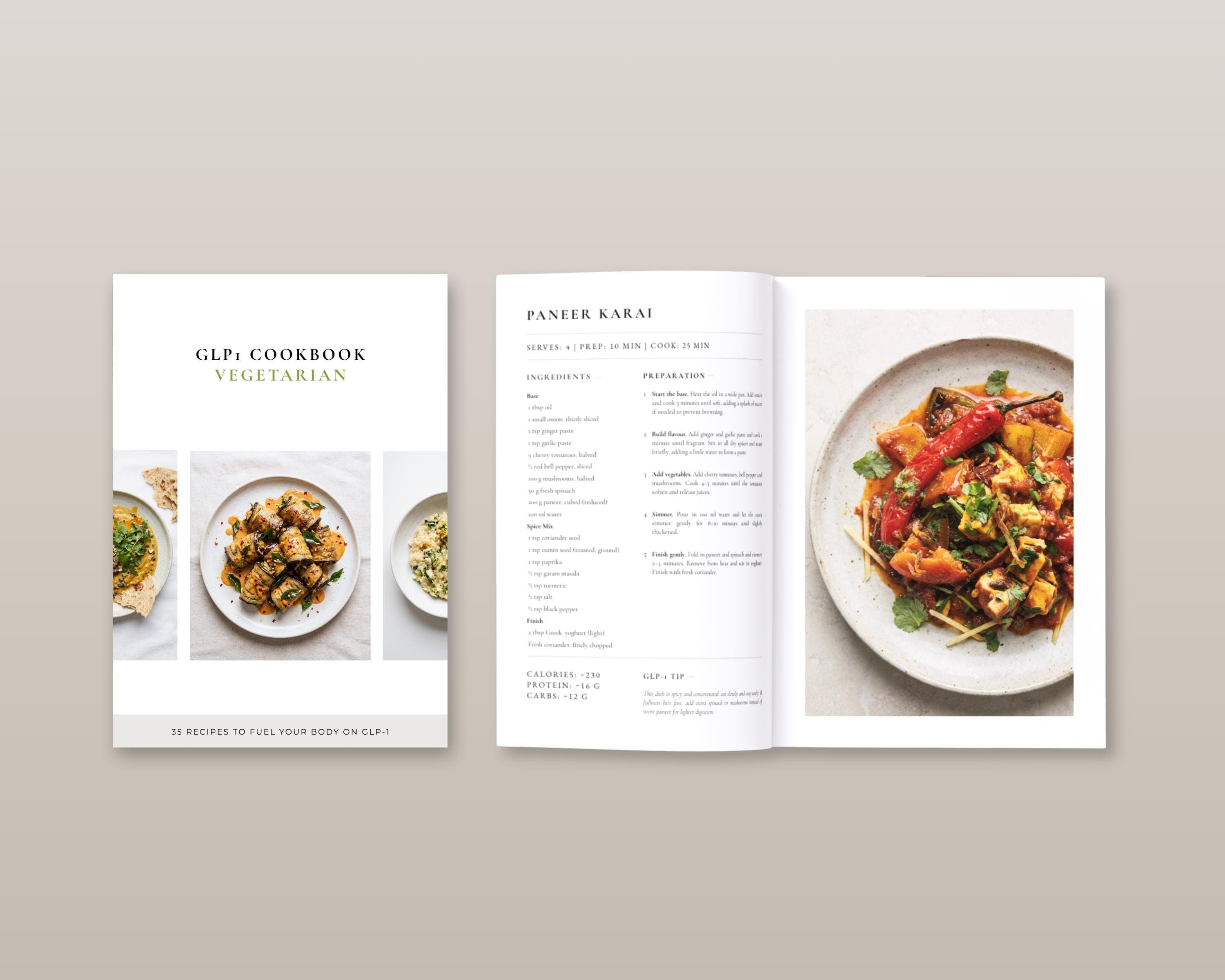 GLP-1 Vegetarian Recipes | 35 Meat-Free High Protein Meals with Fiber & Calories | Instant PDF Cookbook Download