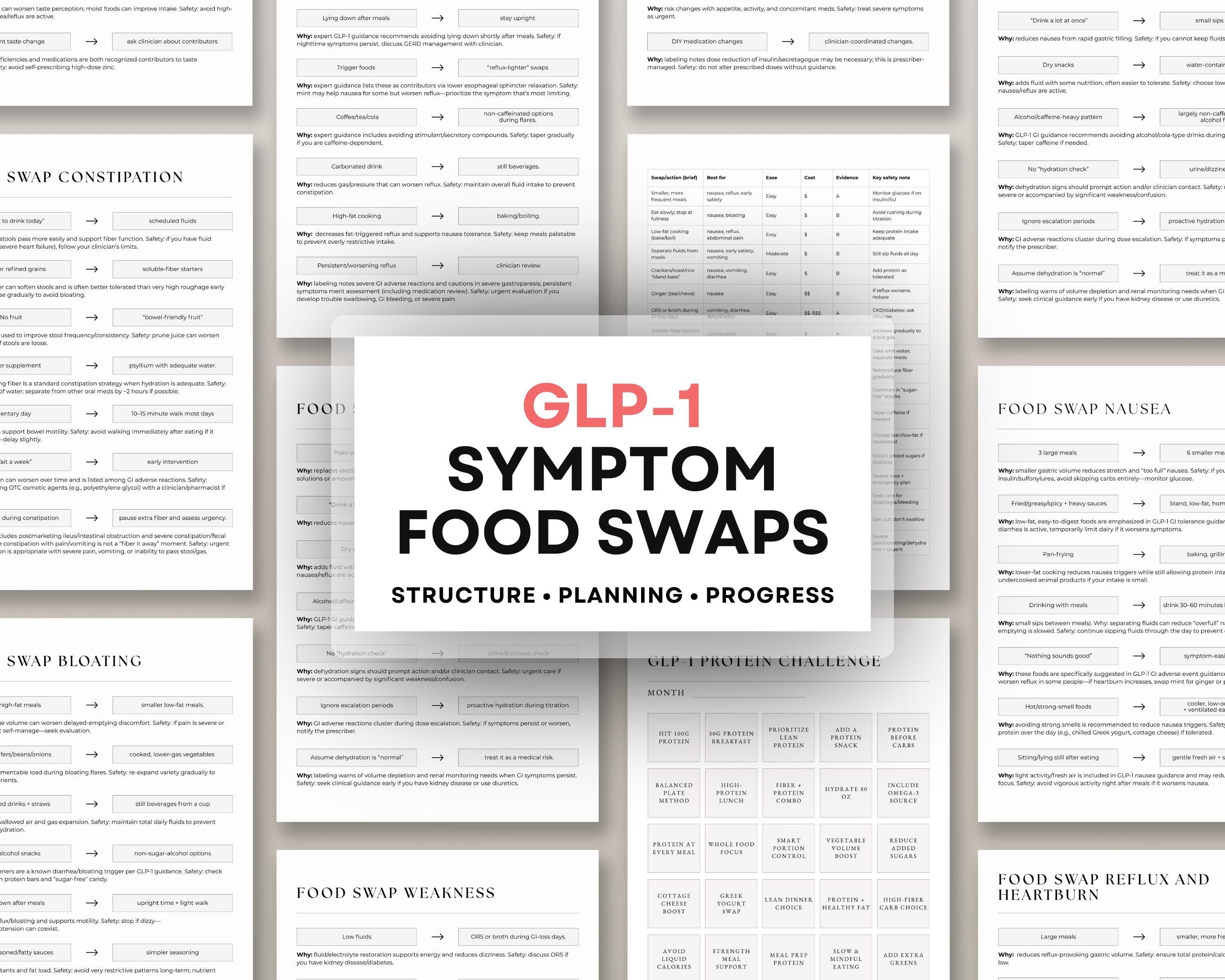 GLP-1 Food Swap Guide for Beginners | Semaglutide & Tirzepatide Diet Swaps | Symptom Friendly Foods | GLP1 Nausea Help Printable