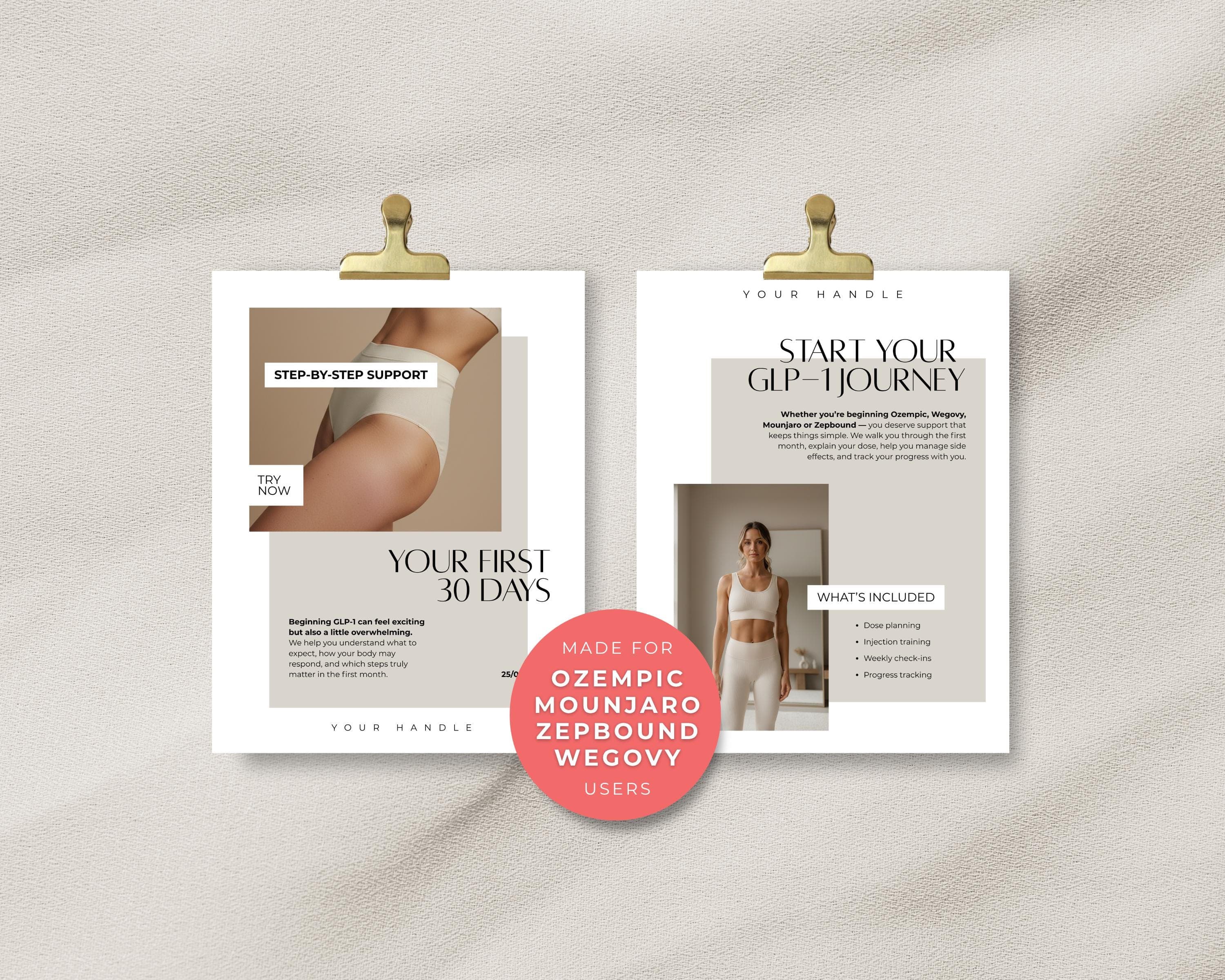 Med Spa Weight Loss Flyer, 2 Editable Canva GLP-1 Marketing Templates