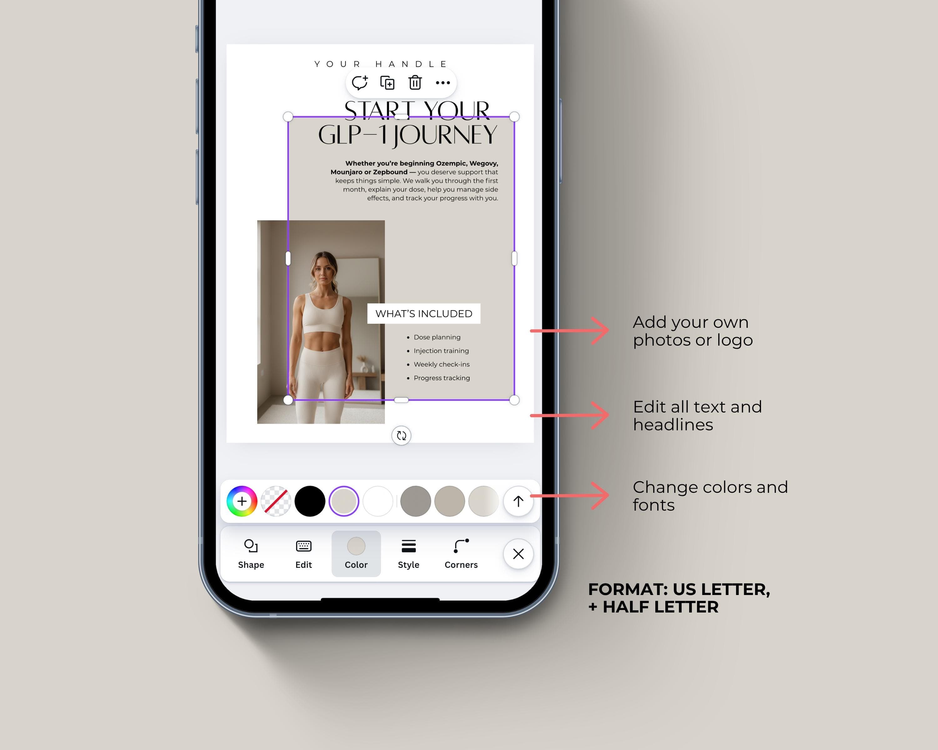 Med Spa Weight Loss Flyer, 2 Editable Canva GLP-1 Marketing Templates