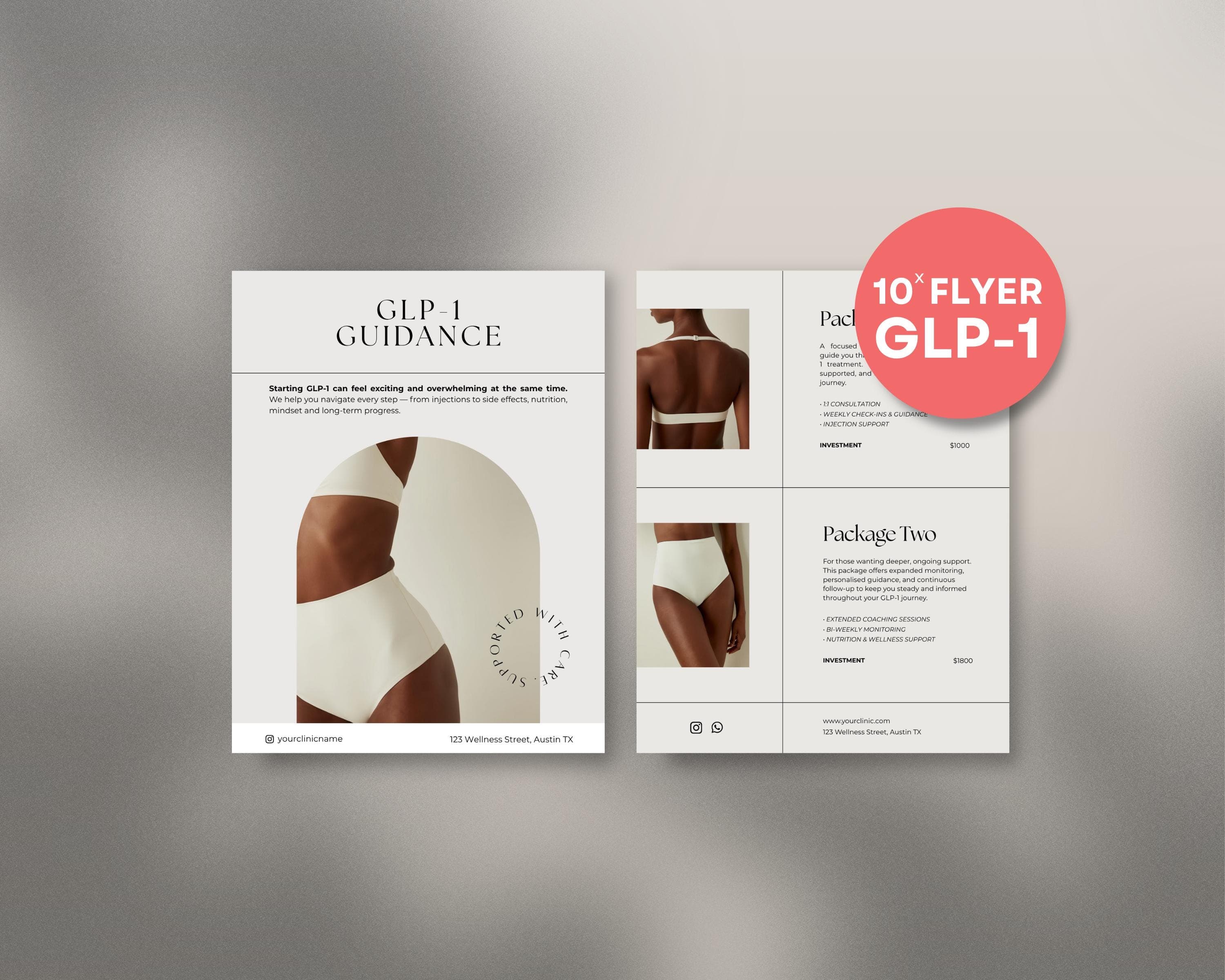 Tirzepatide GLP-1 Flyer Template | Beauty Clinic Weight Loss Marketing Canva Templates | Client Education Social Media Post