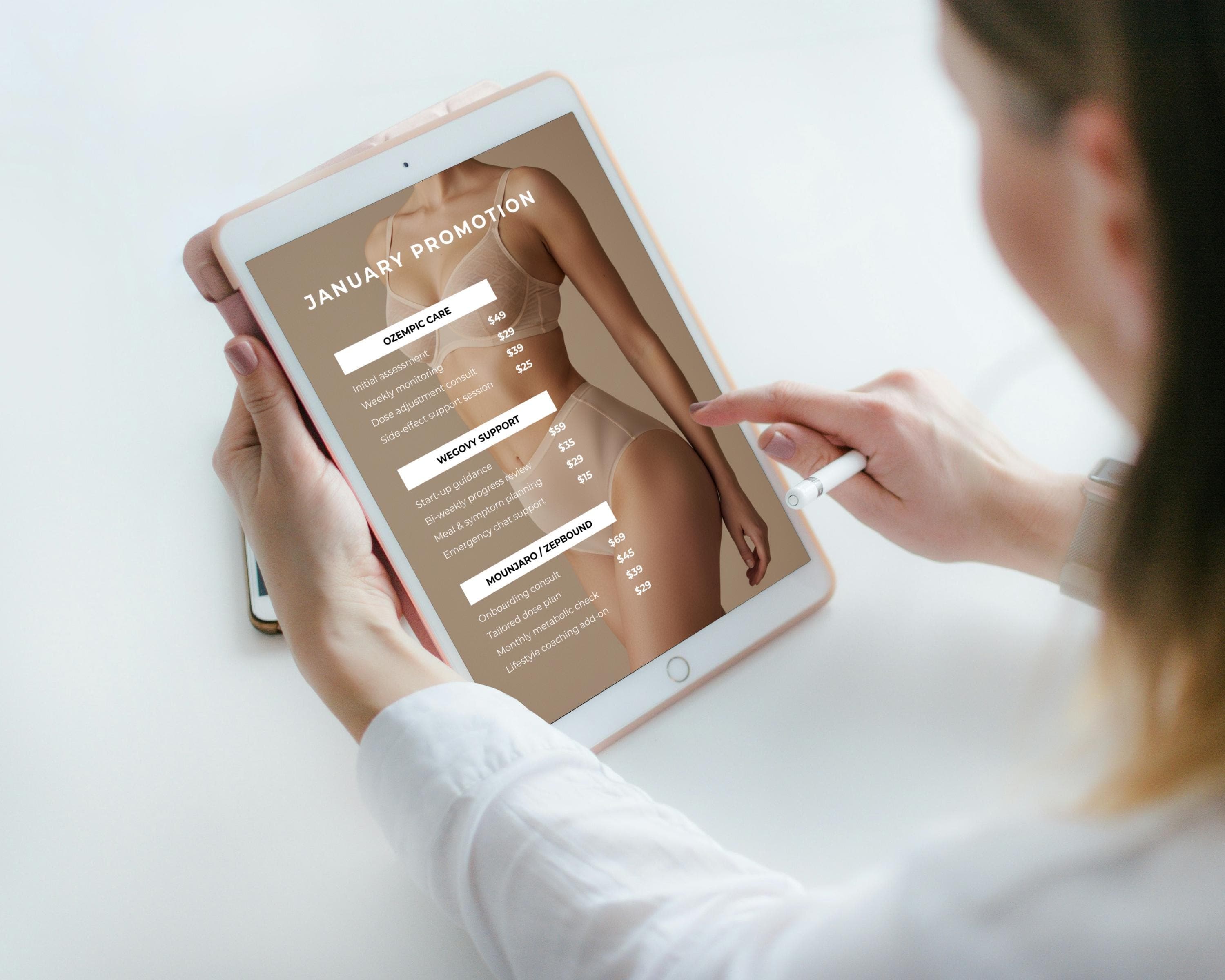GLP-1 Promotional Flyer Canva, 2 Editable Weight Loss Clinic Offer Templates