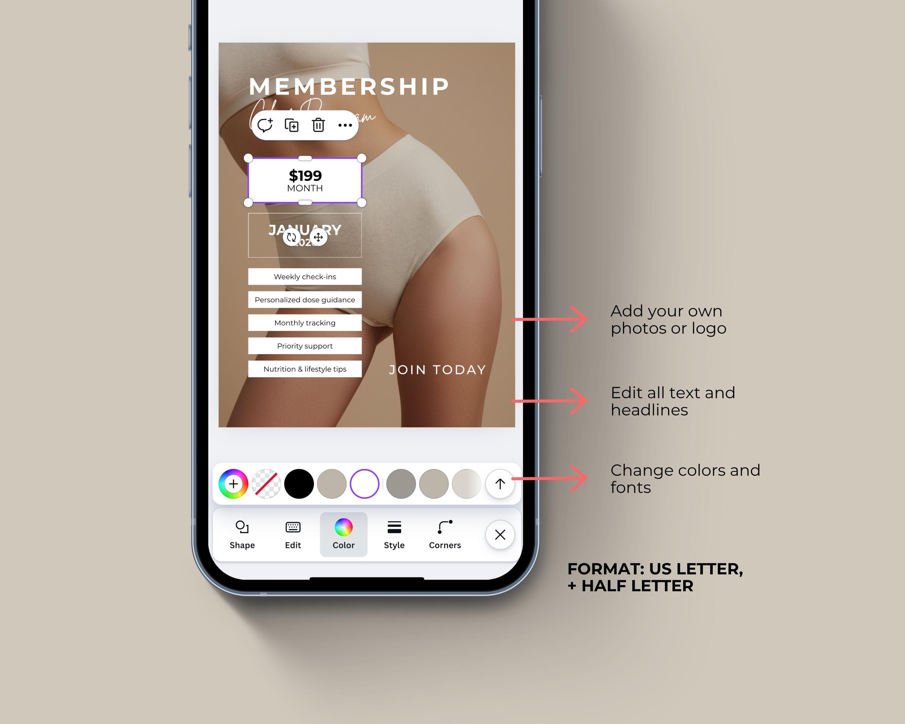 GLP-1 Promotional Flyer Canva, 2 Editable Weight Loss Clinic Offer Templates