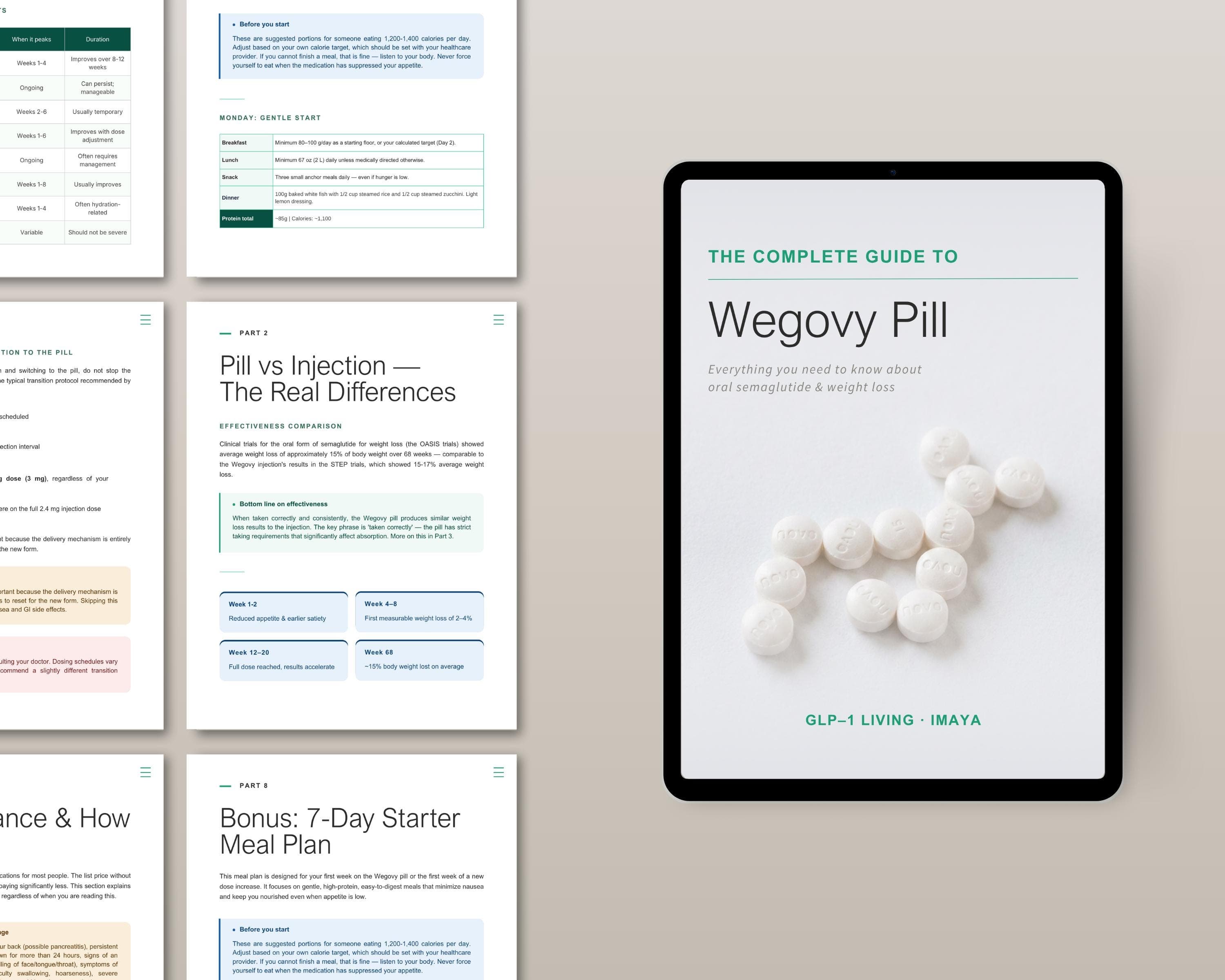 GLP1 Pill Ebook Semaglutide Guide Pill vs Injection Diet Plan Side Effects Dosing Schedule Weight Loss PDF Digital Download