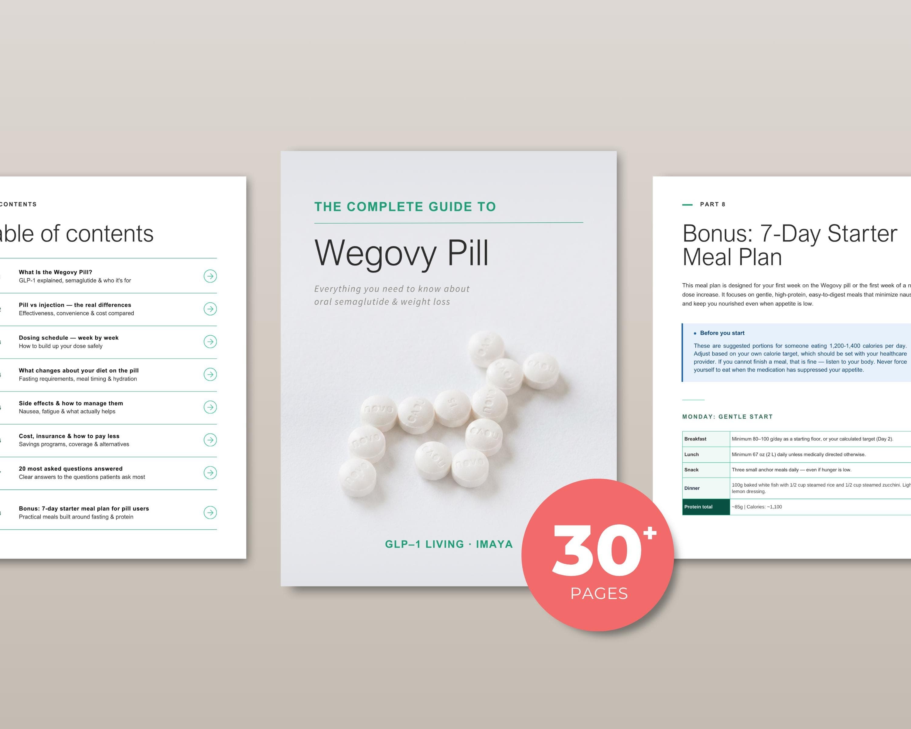 GLP1 Pill Ebook Semaglutide Guide Pill vs Injection Diet Plan Side Effects Dosing Schedule Weight Loss PDF Digital Download