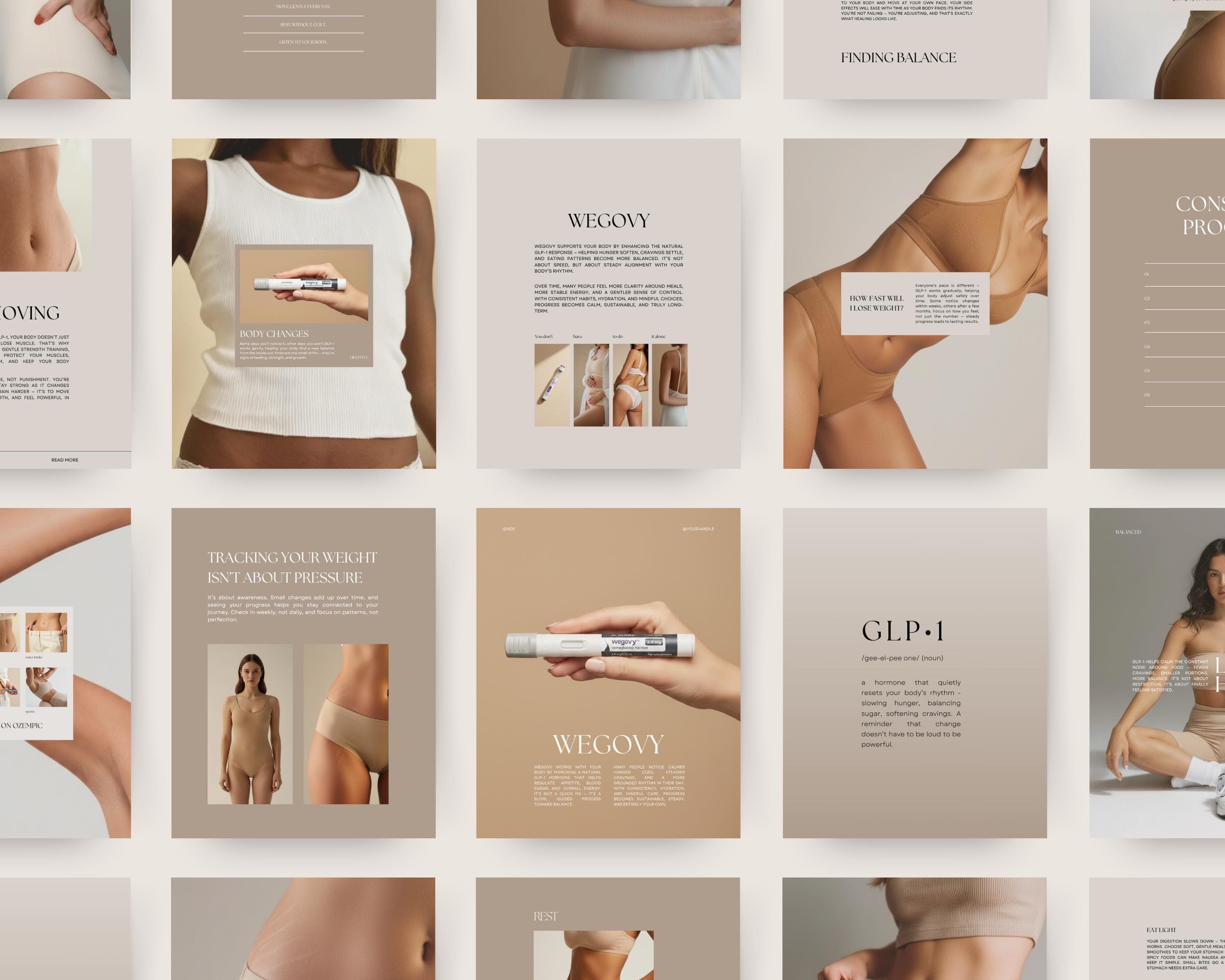 Peptide Therapy Instagram Templates, Editable Canva Posts | Medspa IV Therapy & GLP-1 Wellness Injection Social Media