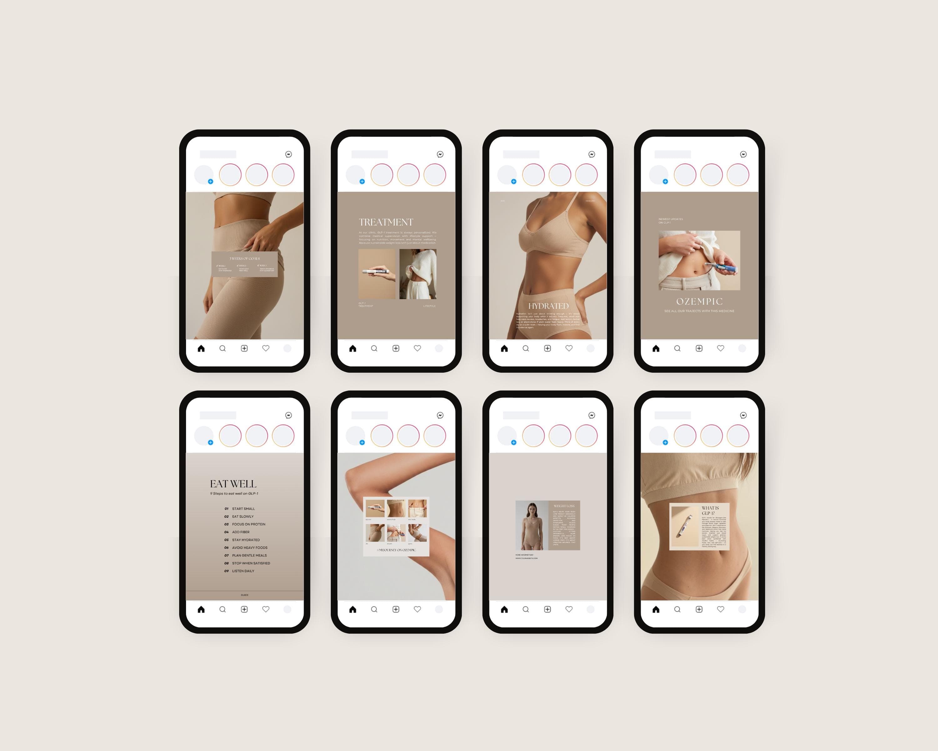 Peptide Therapy Instagram Templates, Editable Canva Posts | Medspa IV Therapy & GLP-1 Wellness Injection Social Media
