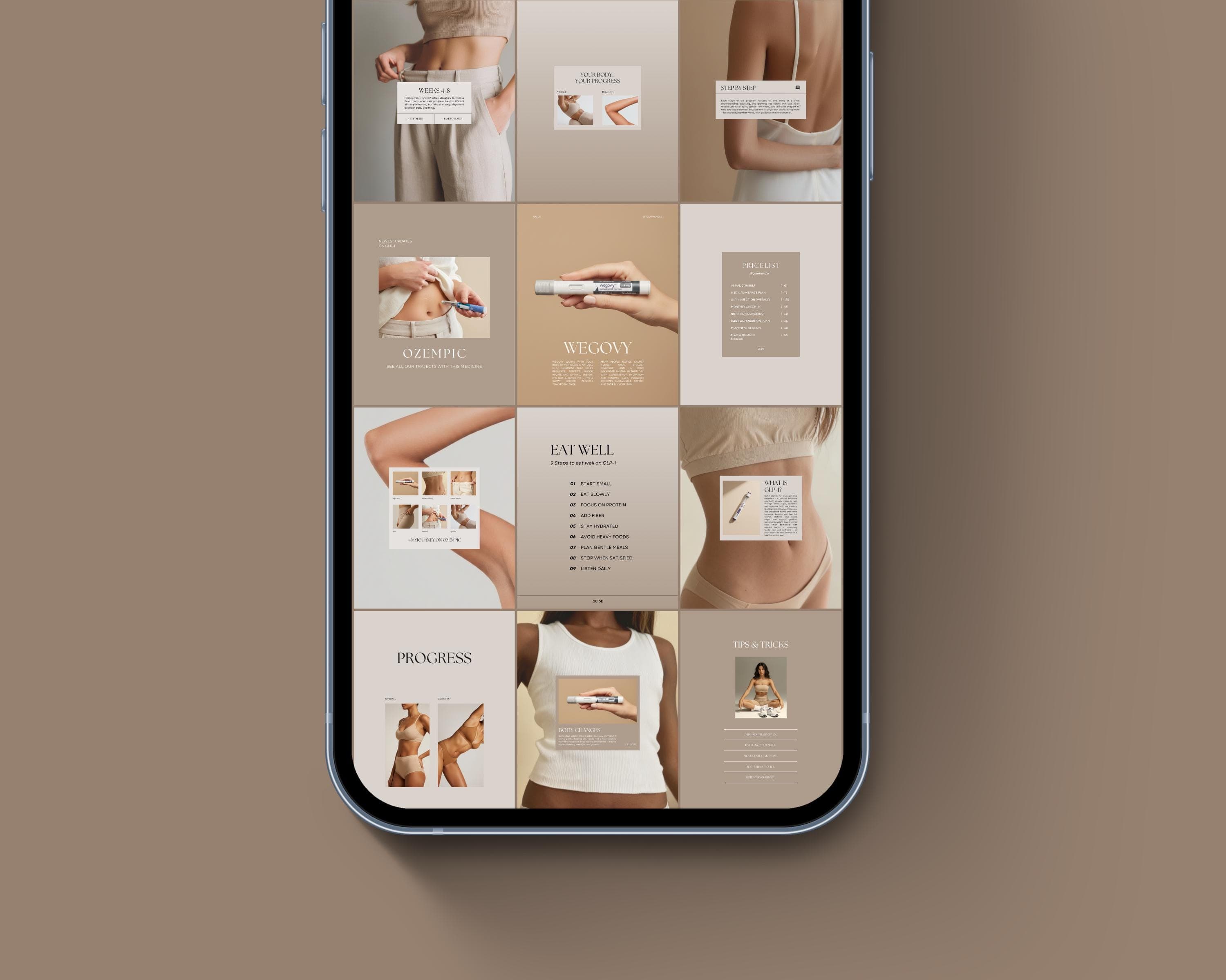 Peptide Therapy Instagram Templates, Editable Canva Posts | Medspa IV Therapy & GLP-1 Wellness Injection Social Media