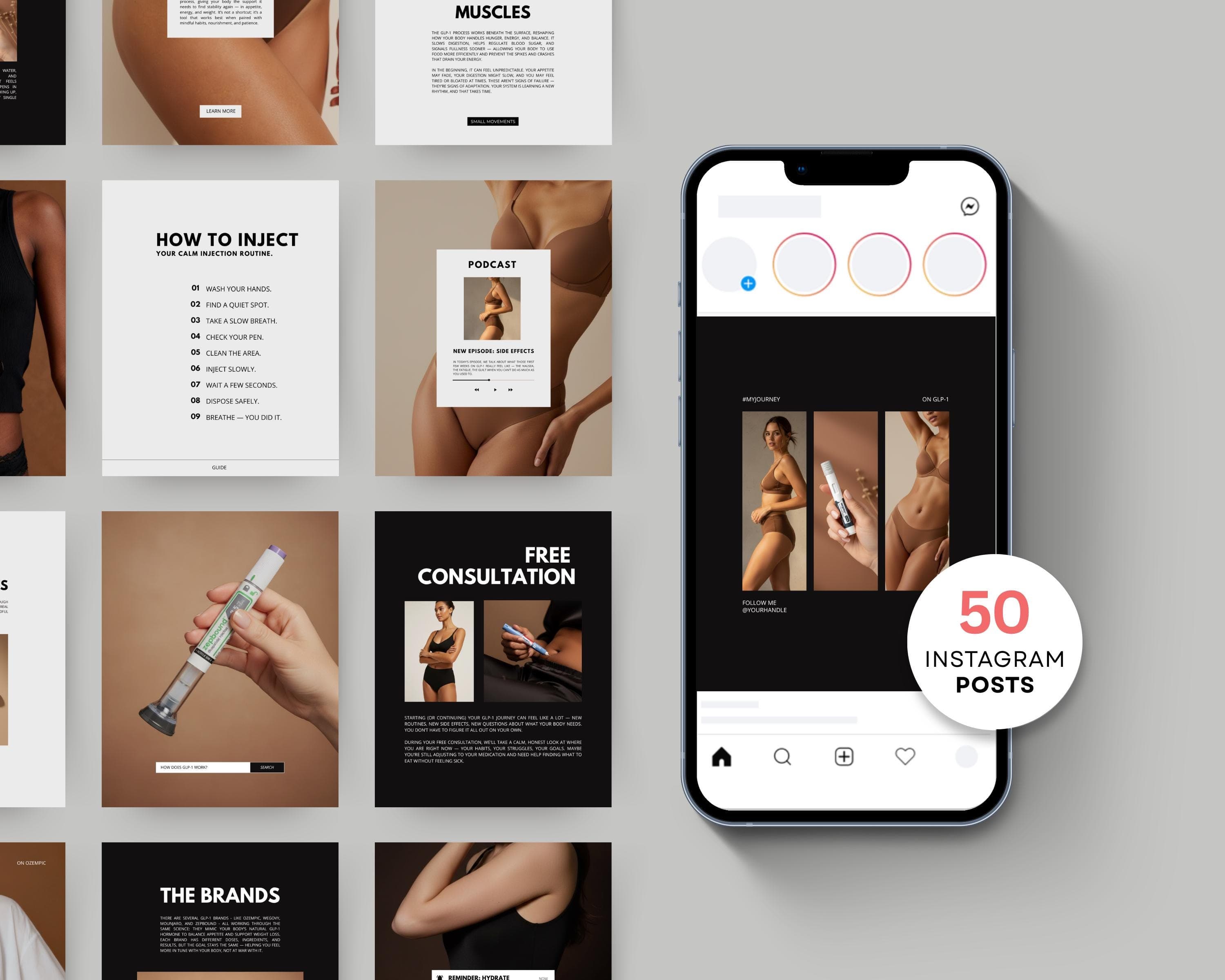 Weight Loss Medication Instagram Templates, Editable Canva Posts | Medical Weight Loss Clinic Marketing & Medspa Kit