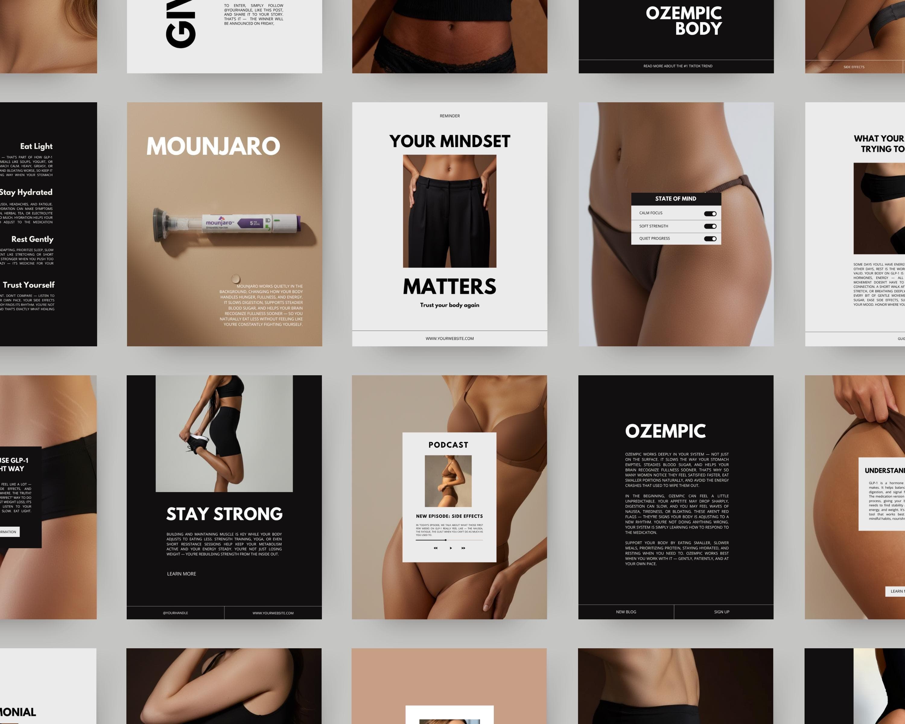 Weight Loss Medication Instagram Templates, Editable Canva Posts | Medical Weight Loss Clinic Marketing & Medspa Kit