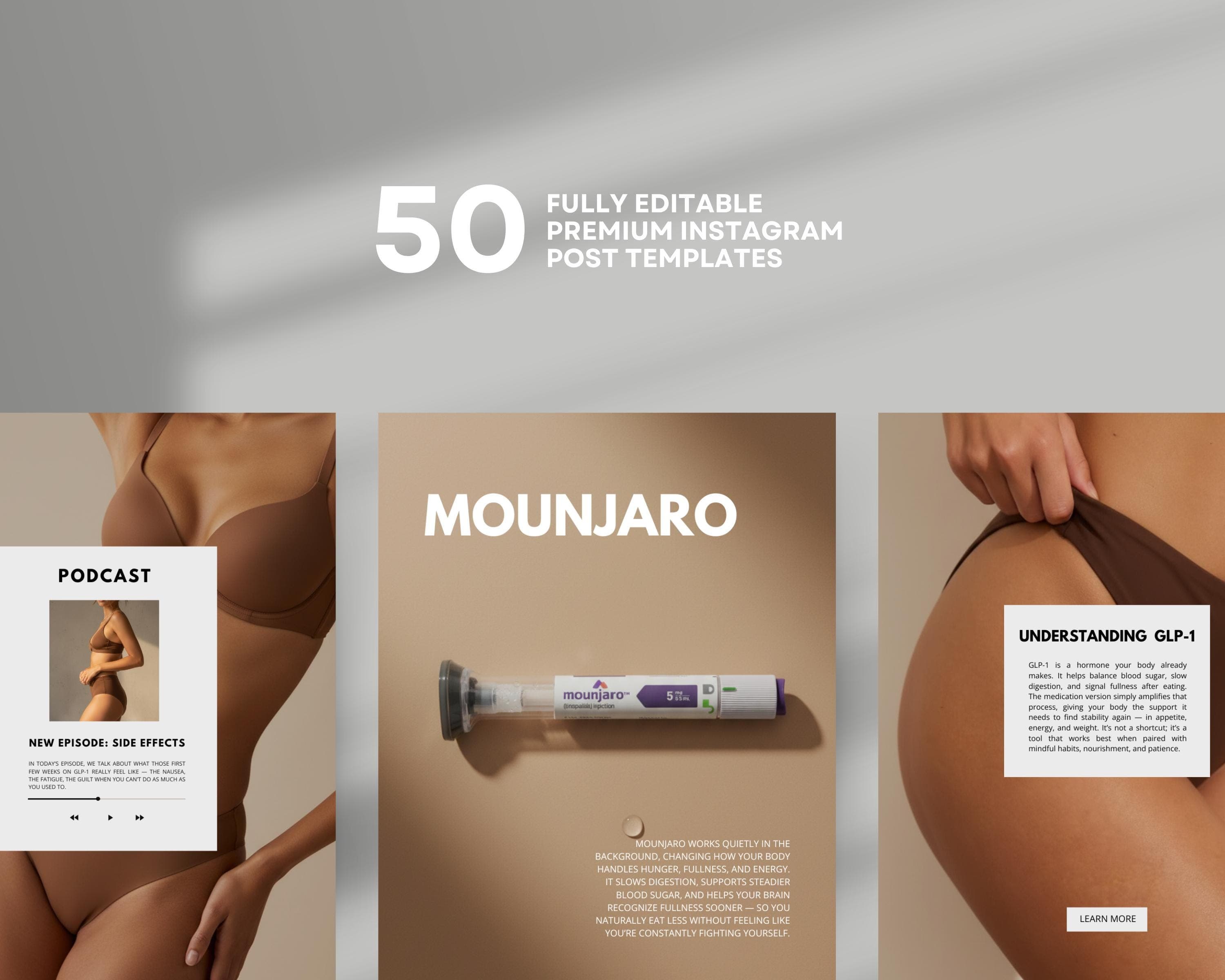Weight Loss Medication Instagram Templates, Editable Canva Posts | Medical Weight Loss Clinic Marketing & Medspa Kit