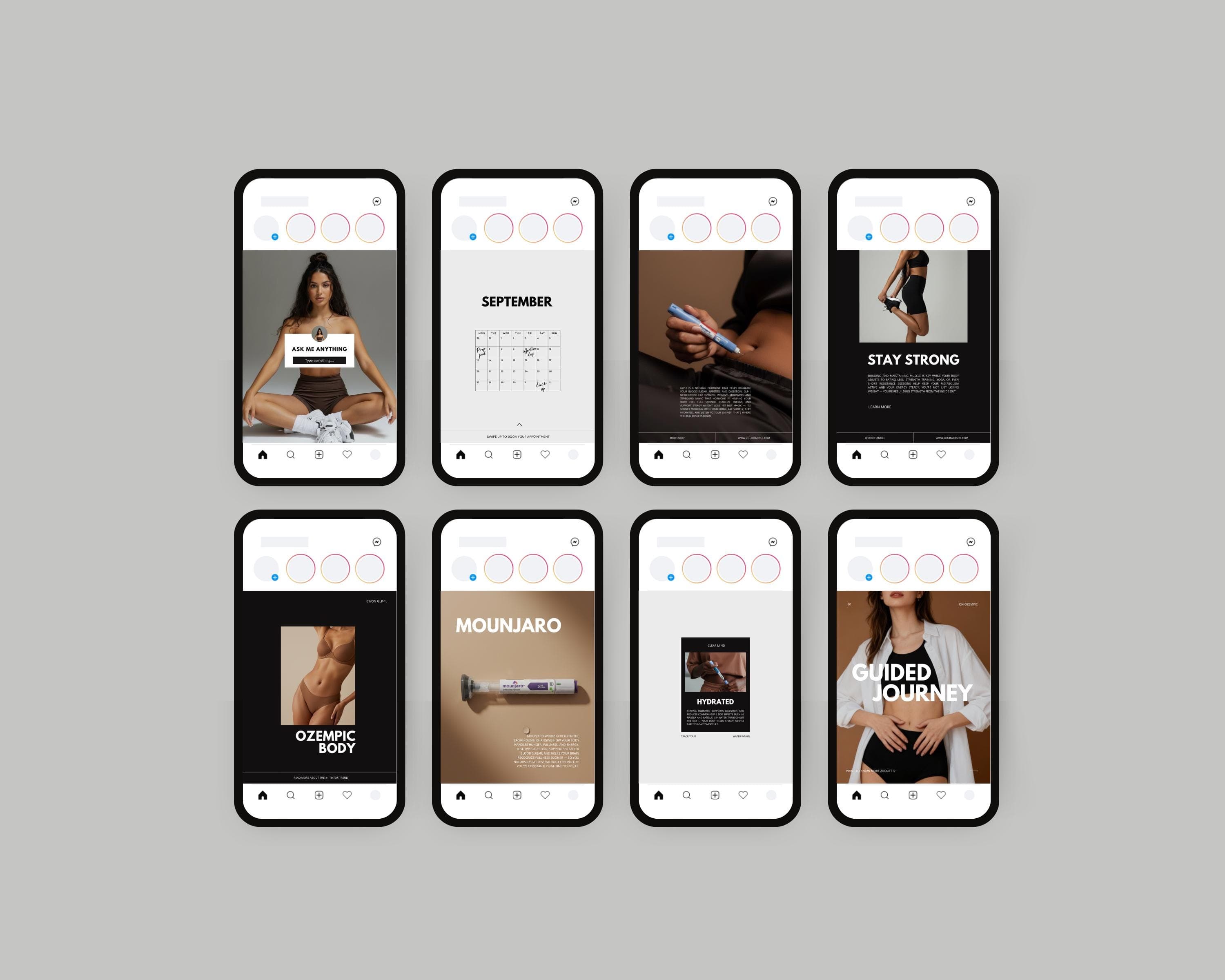 Weight Loss Medication Instagram Templates, Editable Canva Posts | Medical Weight Loss Clinic Marketing & Medspa Kit