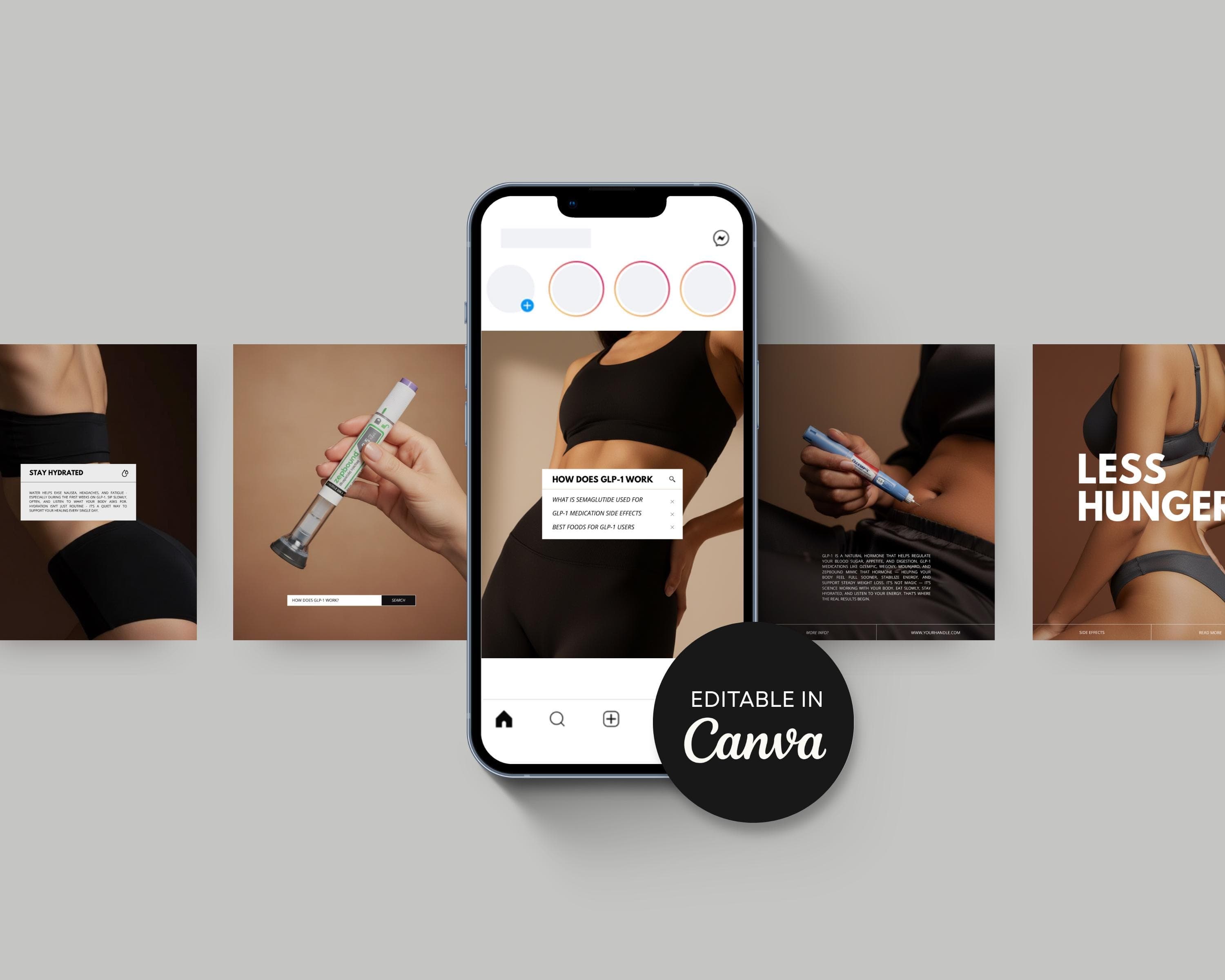 Weight Loss Medication Instagram Templates, Editable Canva Posts | Medical Weight Loss Clinic Marketing & Medspa Kit
