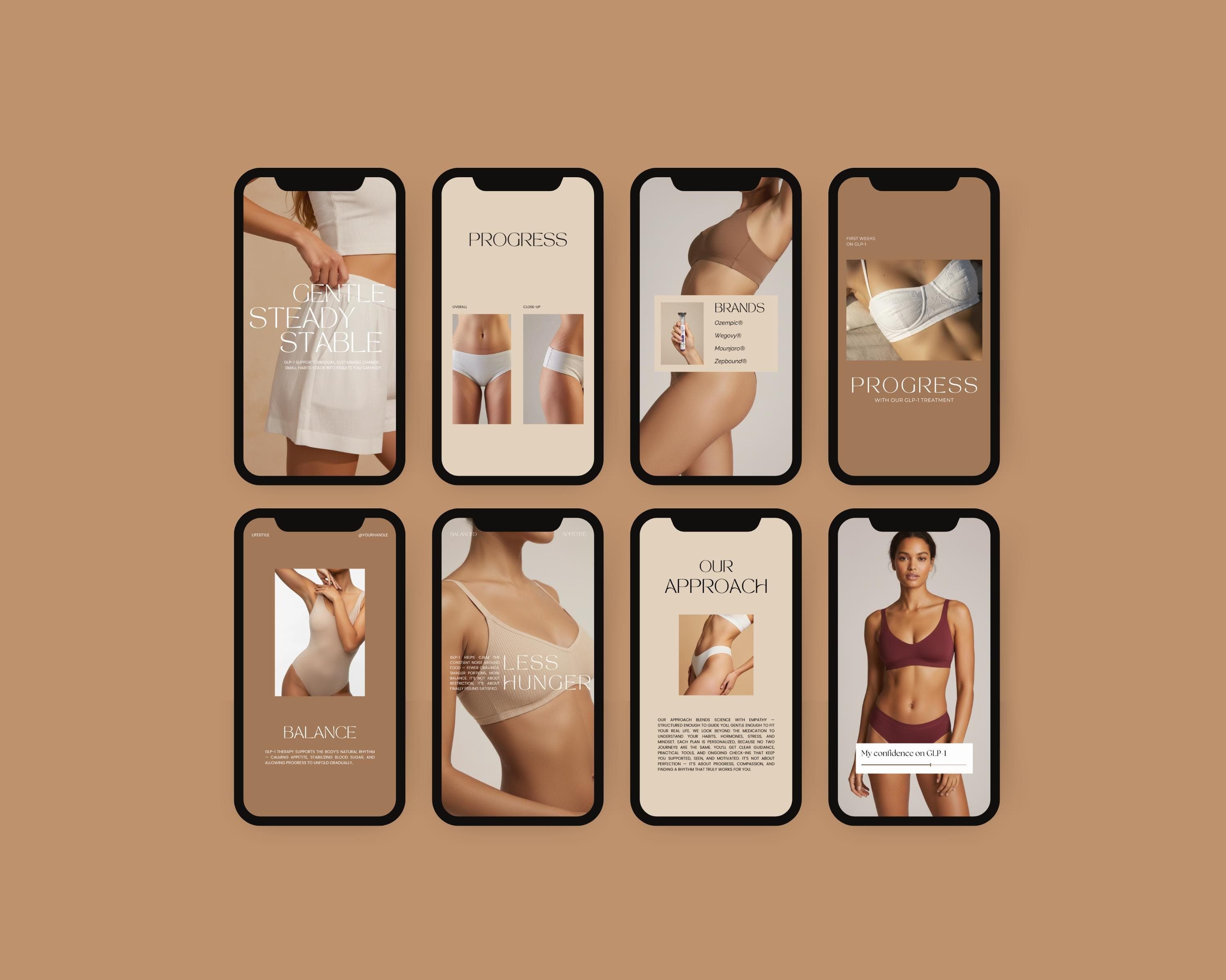 Medspa Weight Loss Templates Editable in Canva | GLP-1 Instagram Story Templates for Med Spas | Semaglutide Medspa Social Kit