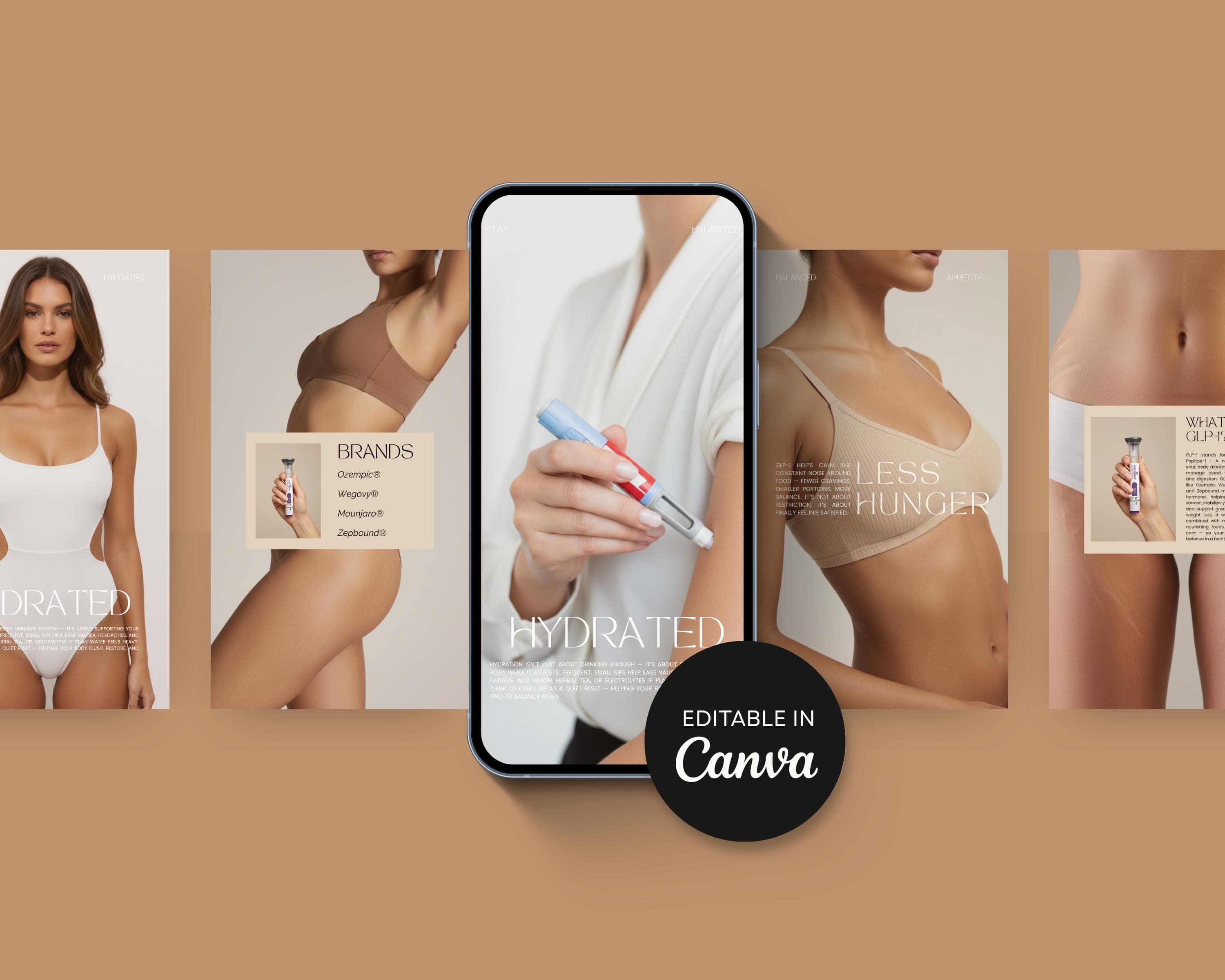 Medspa Weight Loss Templates Editable in Canva | GLP-1 Instagram Story Templates for Med Spas | Semaglutide Medspa Social Kit