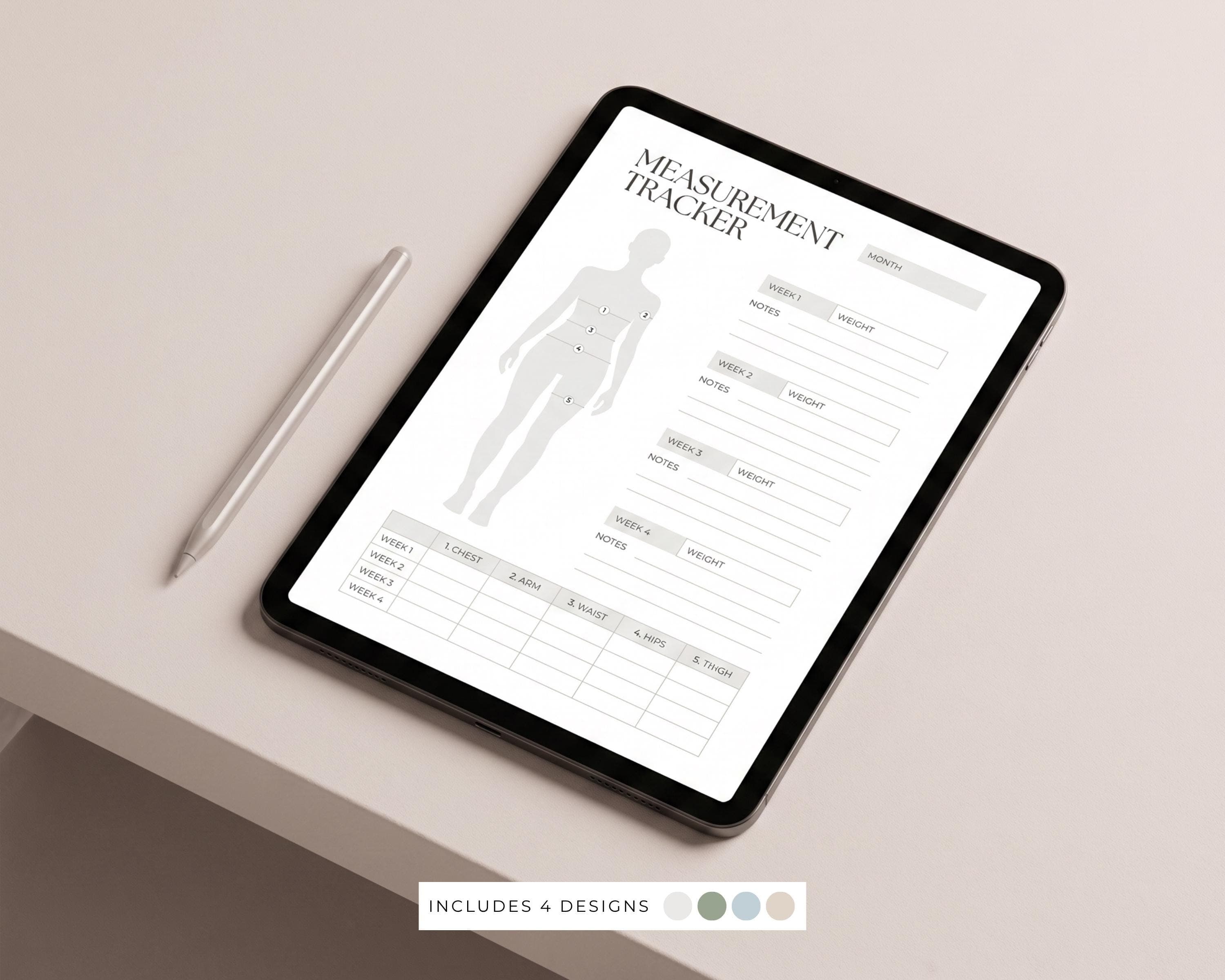 GLP-1 Measurement Tracker Printable: Inch Loss Log, Body Progress Chart (Digital Download)