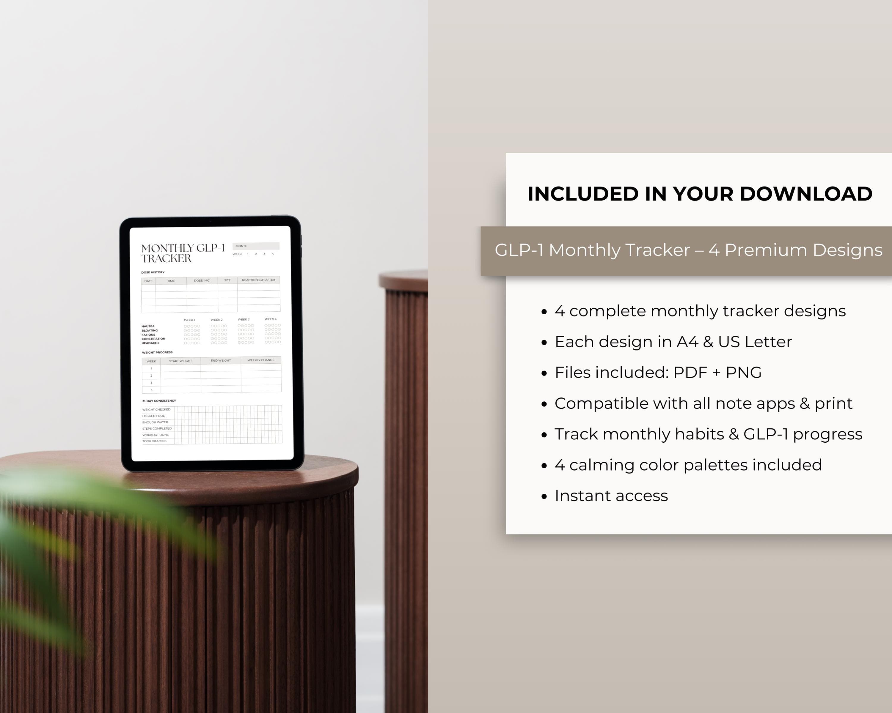 GLP-1 Patient Handout Printable | Health Coach Wellness Tracker | Weekly Check-In Sheet for Clinics & Programs PDF