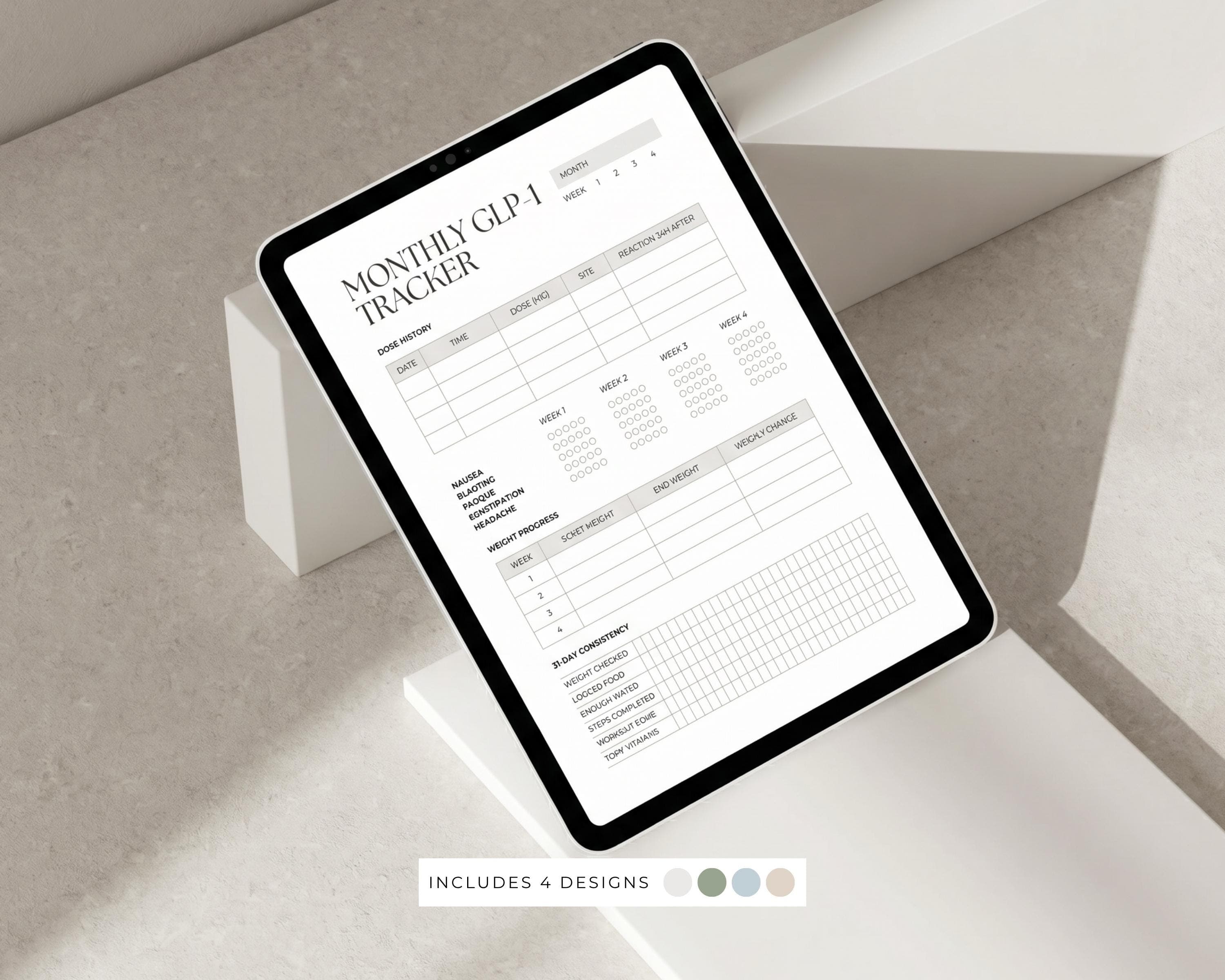 GLP-1 Patient Handout Printable | Health Coach Wellness Tracker | Weekly Check-In Sheet for Clinics & Programs PDF