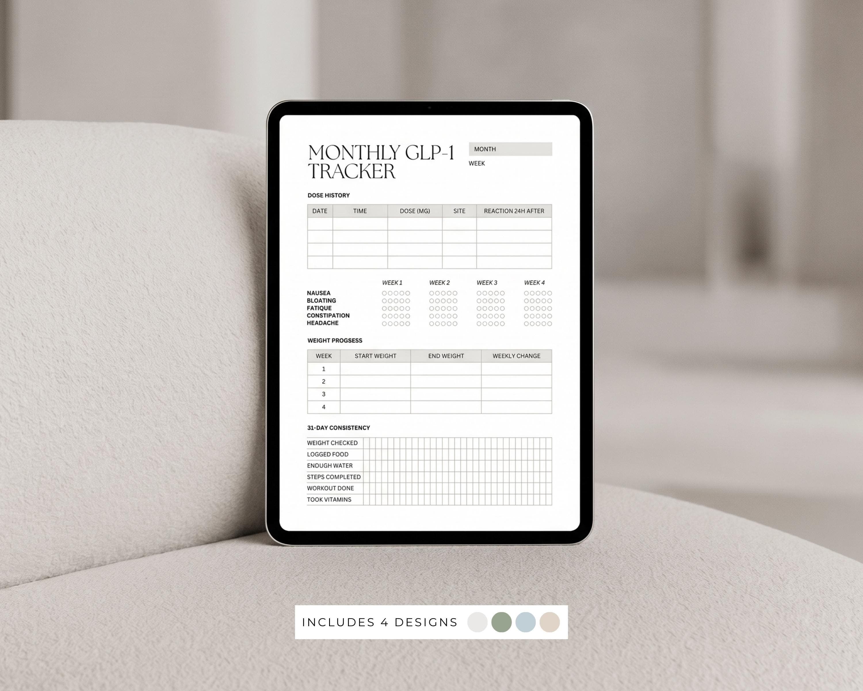GLP-1 Patient Handout Printable | Health Coach Wellness Tracker | Weekly Check-In Sheet for Clinics & Programs PDF