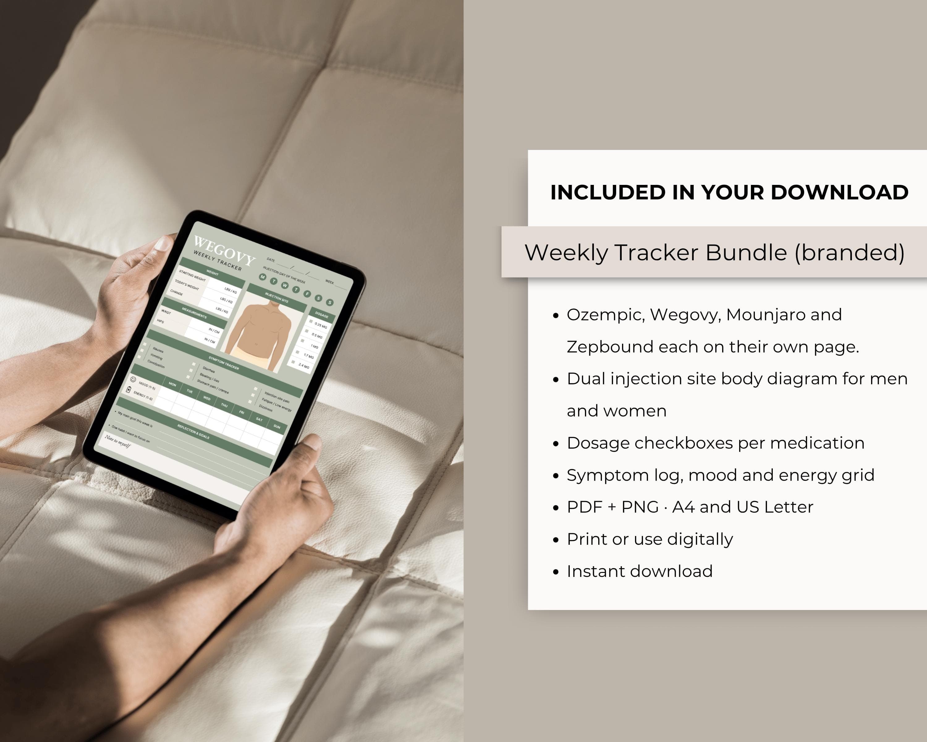 GLP-1 Dose Tracker Printable | Weekly Injection & Dosage Log with Site Rotation | Weight Loss Medication Tracker PDF