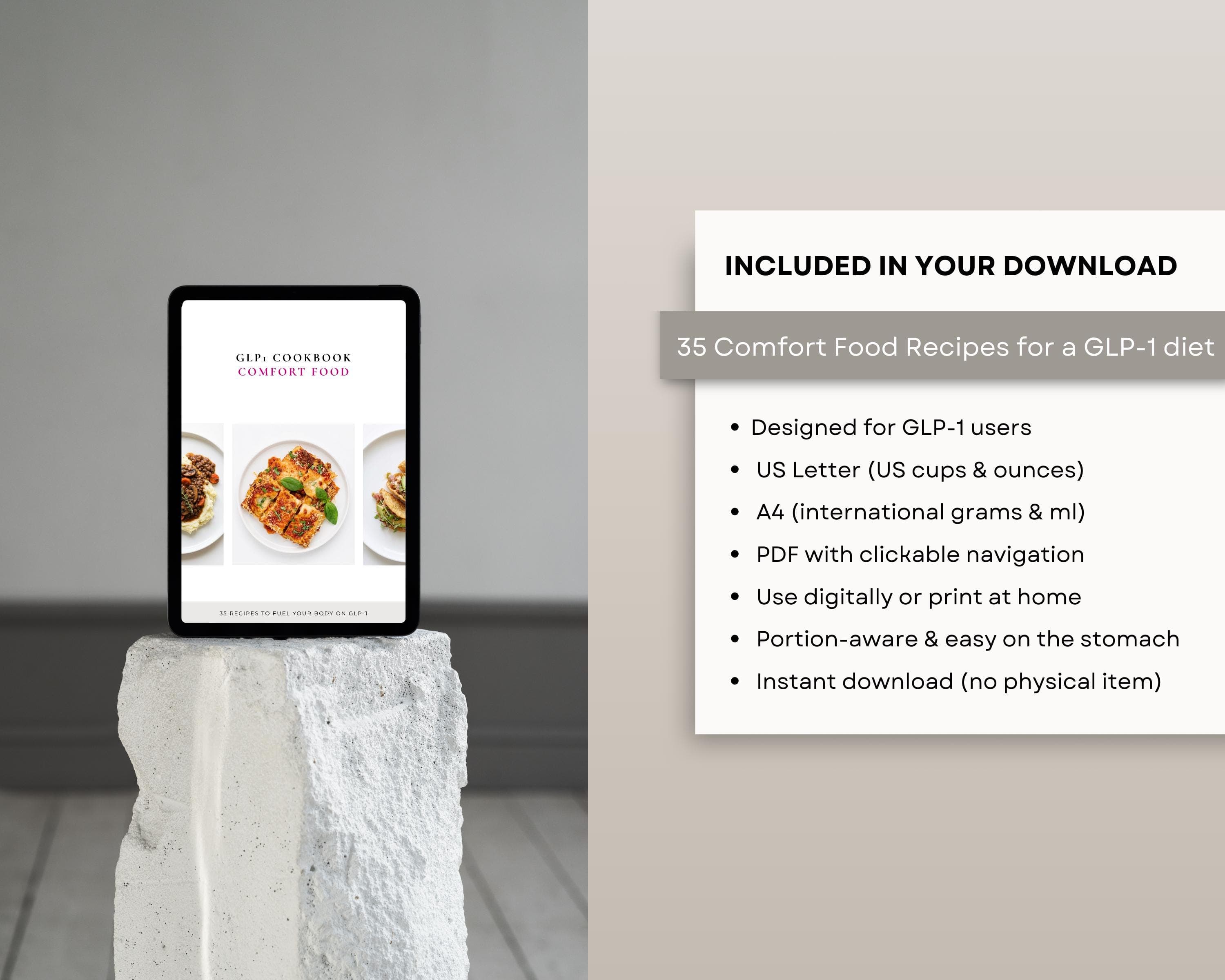 Healthy Comfort Food Cookbook for Weight Loss | High Protein Cozy GLP-1 Recipes | 35 Lightened Classics | Printable PDF
