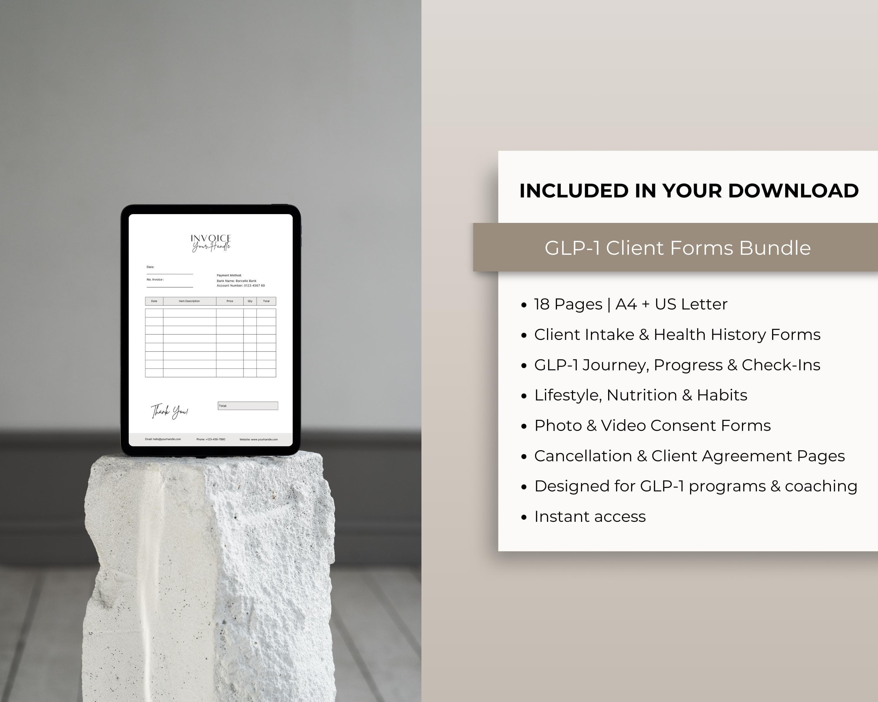 Client Intake Form & Onboarding Bundle for GLP-1 Weight Loss Coaches | Editable Canva New Patient Welcome Forms