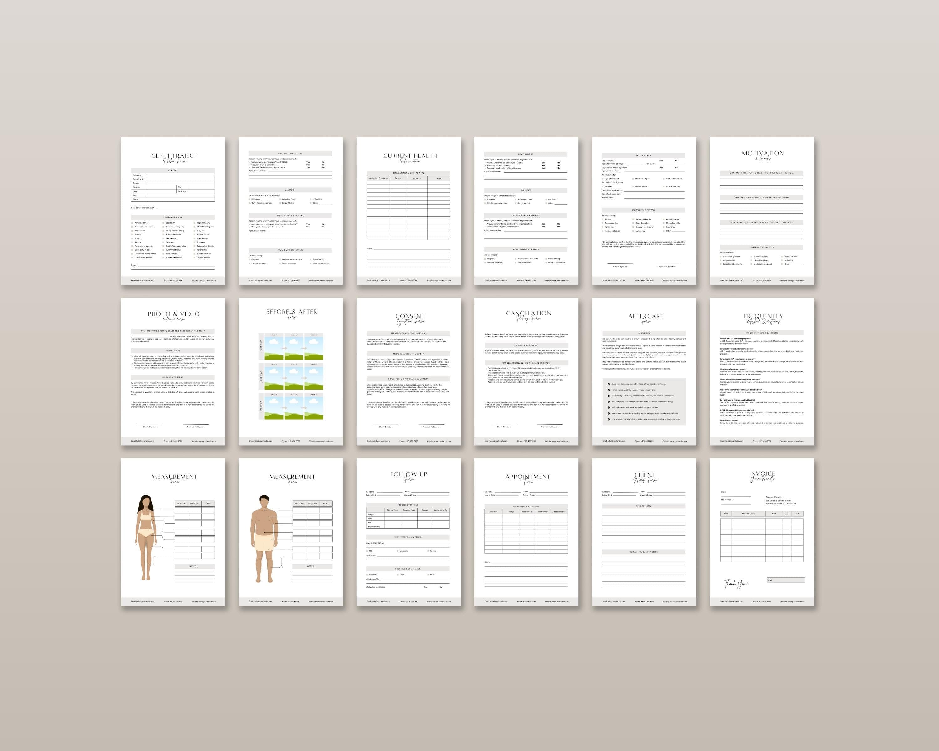 Client Intake Form & Onboarding Bundle for GLP-1 Weight Loss Coaches | Editable Canva New Patient Welcome Forms