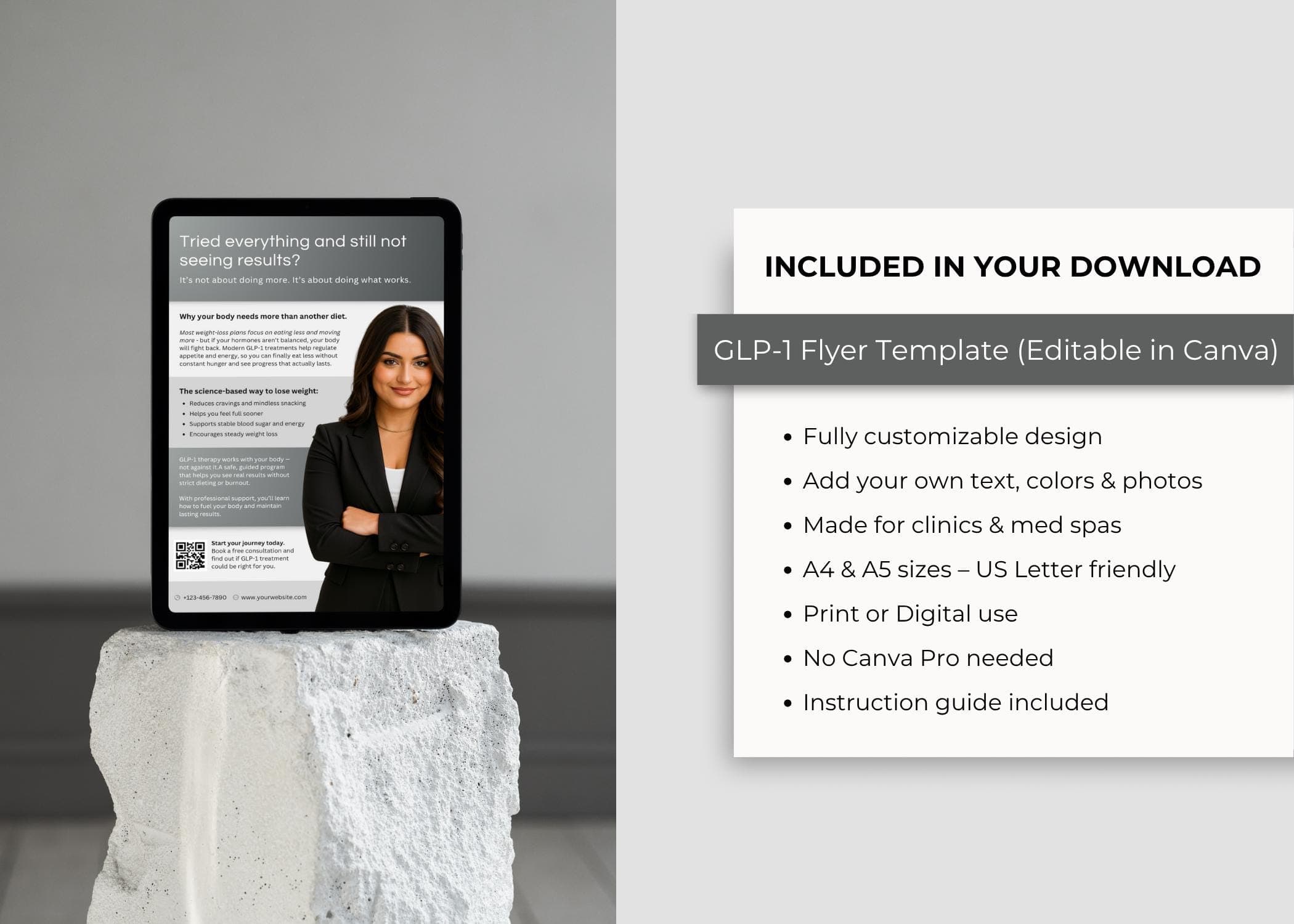 Nurse Practitioner Marketing Template, Editable Canva Weight Loss Clinic Flyer