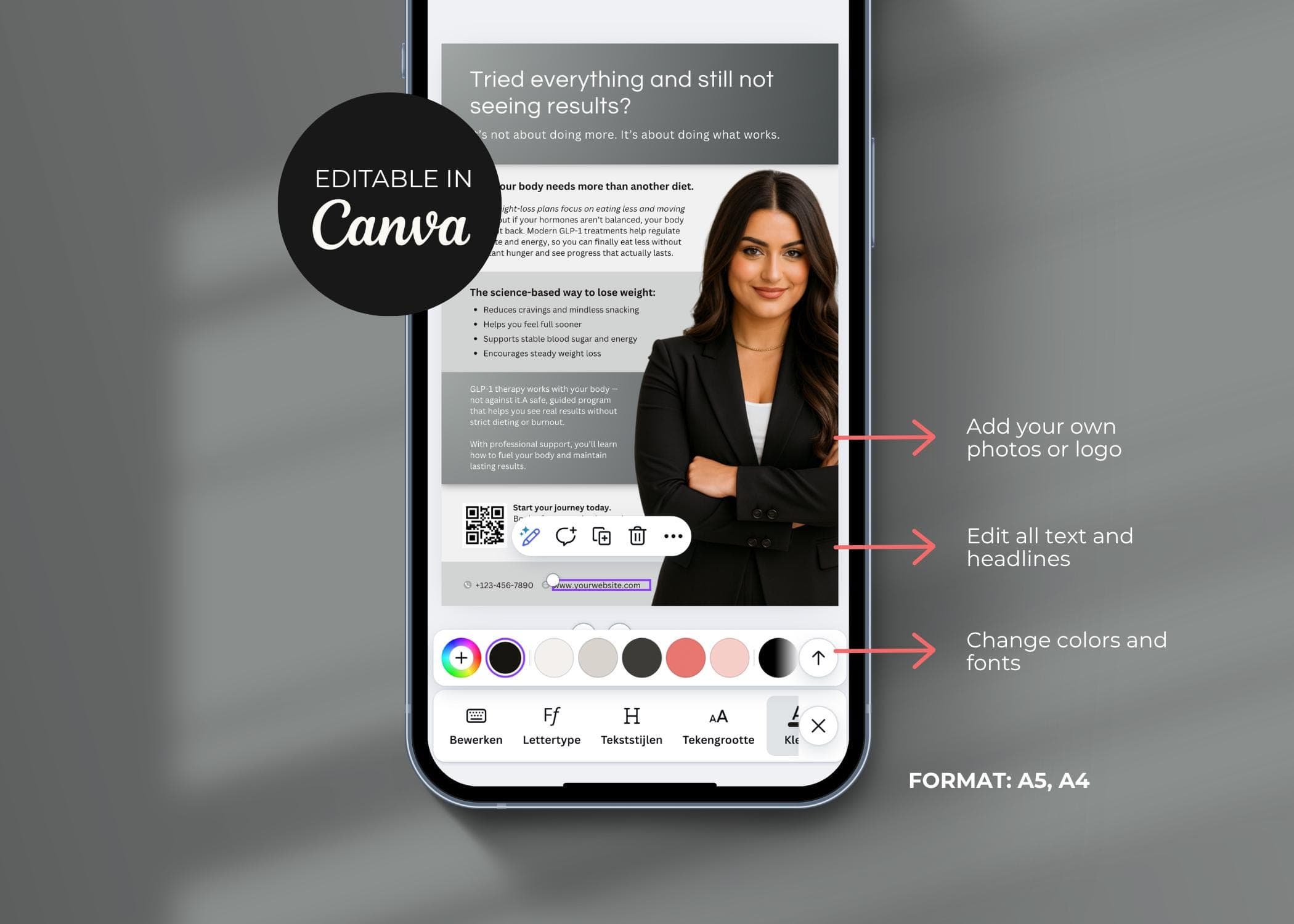 Nurse Practitioner Marketing Template, Editable Canva Weight Loss Clinic Flyer