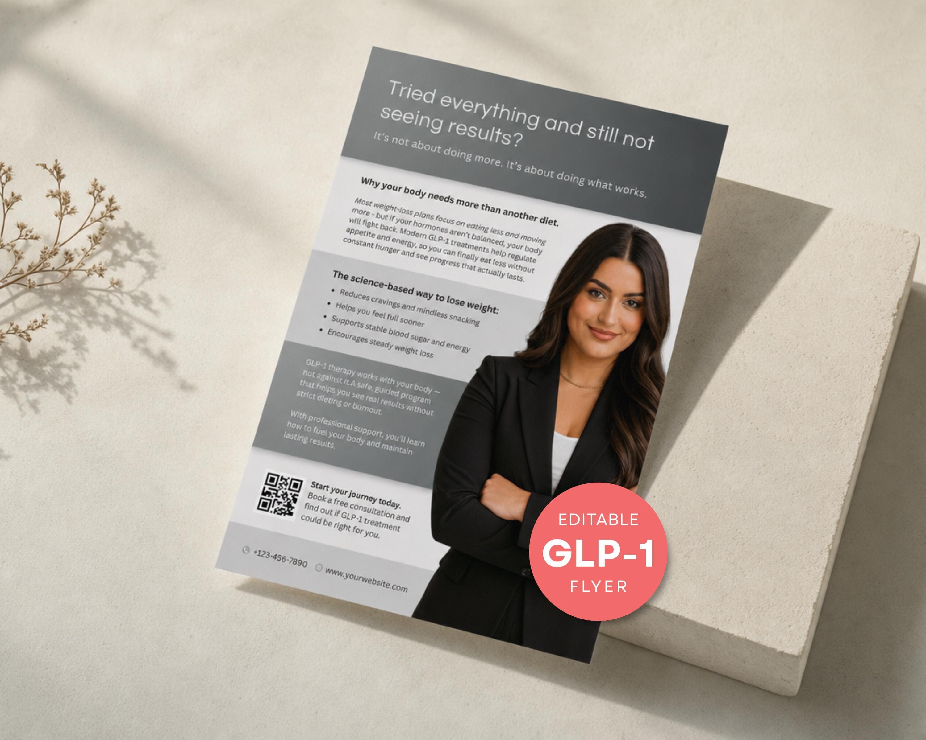 Nurse Practitioner Marketing Template, Editable Canva Weight Loss Clinic Flyer