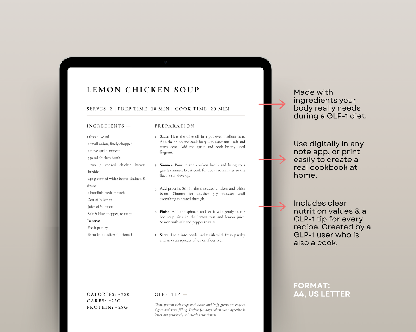 Recipe index page showing 35 best soups for GLP-1 users at a glance