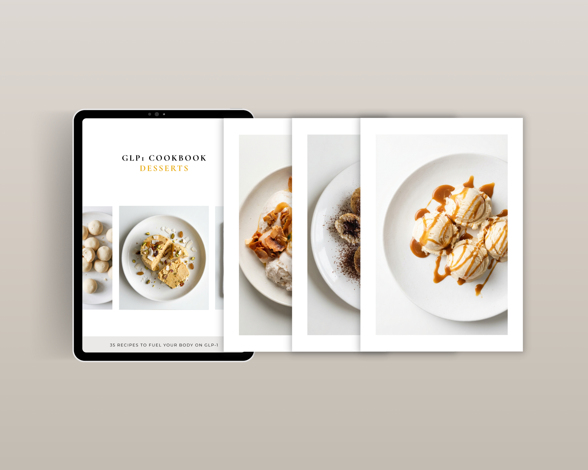 Table of contents page from GLP-1 Desserts Cookbook showing all 35 recipe categories