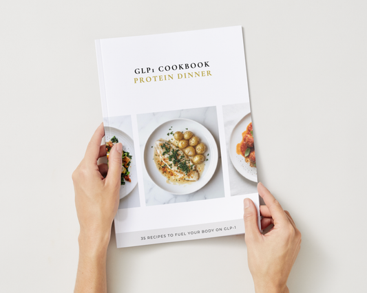Recipe page from GLP-1 Protein Cookbook — chicken protein bowl with nutrition info