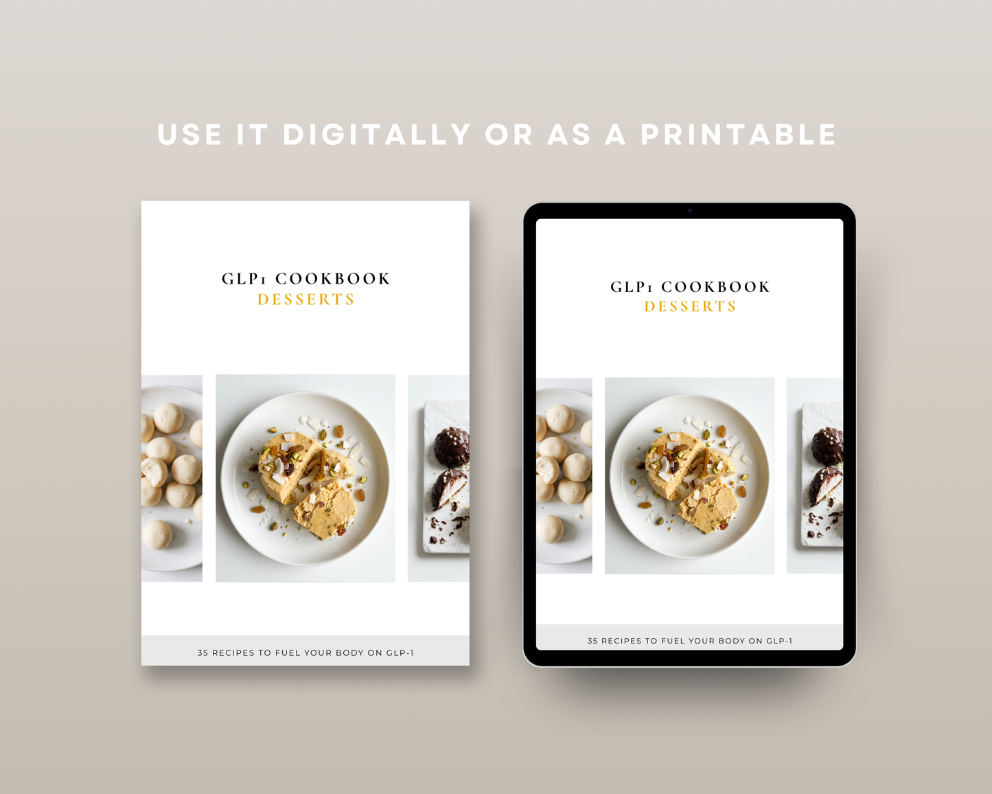 Open spread of fruit-based dessert recipes from the GLP-1 Desserts Cookbook
