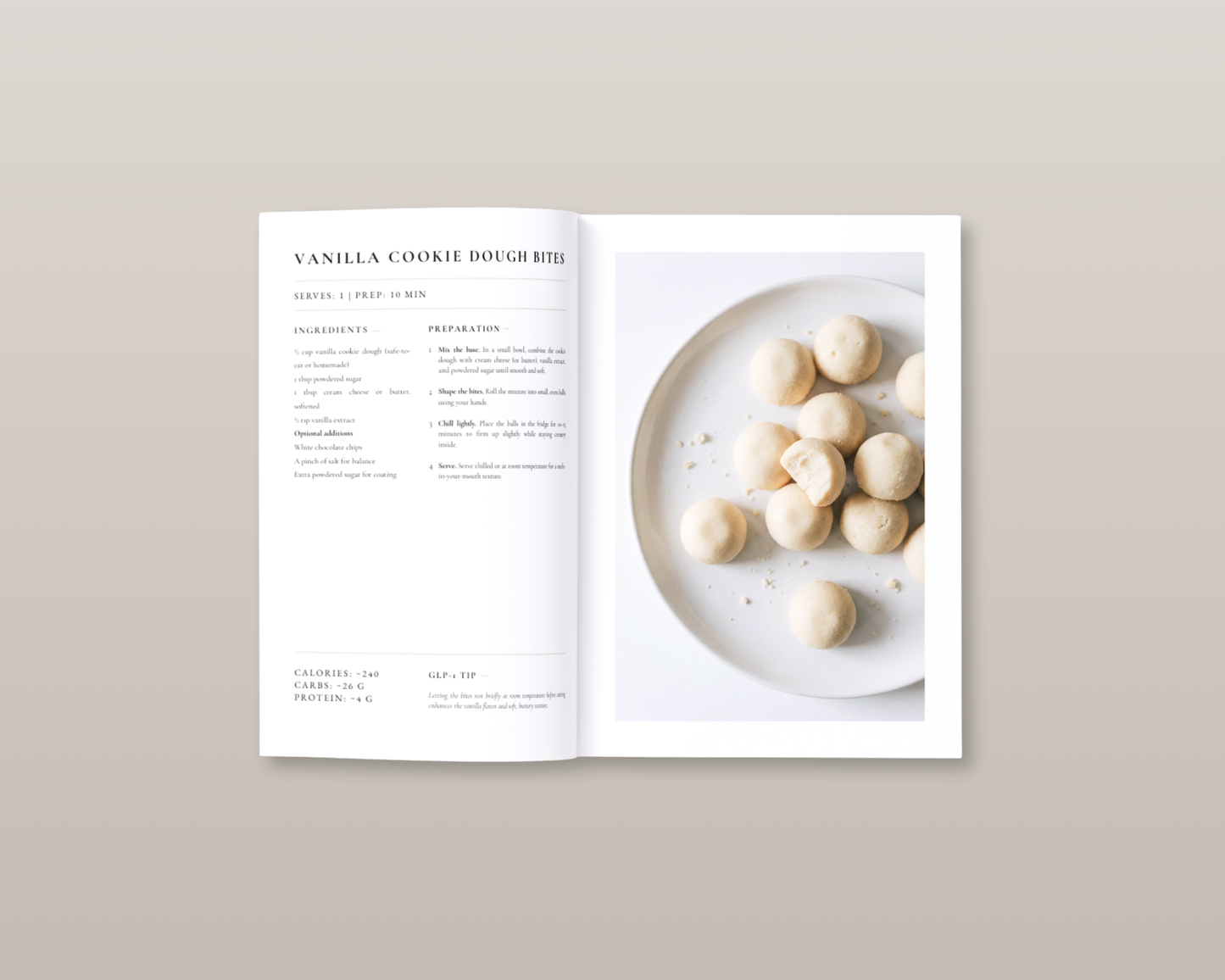 Creamy dessert recipe detail from the GLP-1 cookbook — portioned for smaller appetites