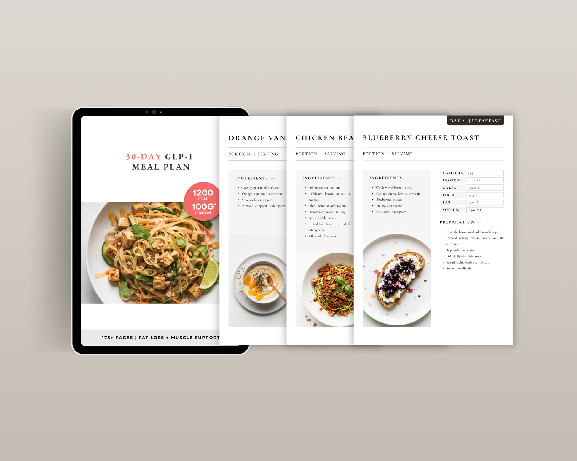 Dinner section from the 30-day GLP-1 meal plan designed for low-appetite evenings