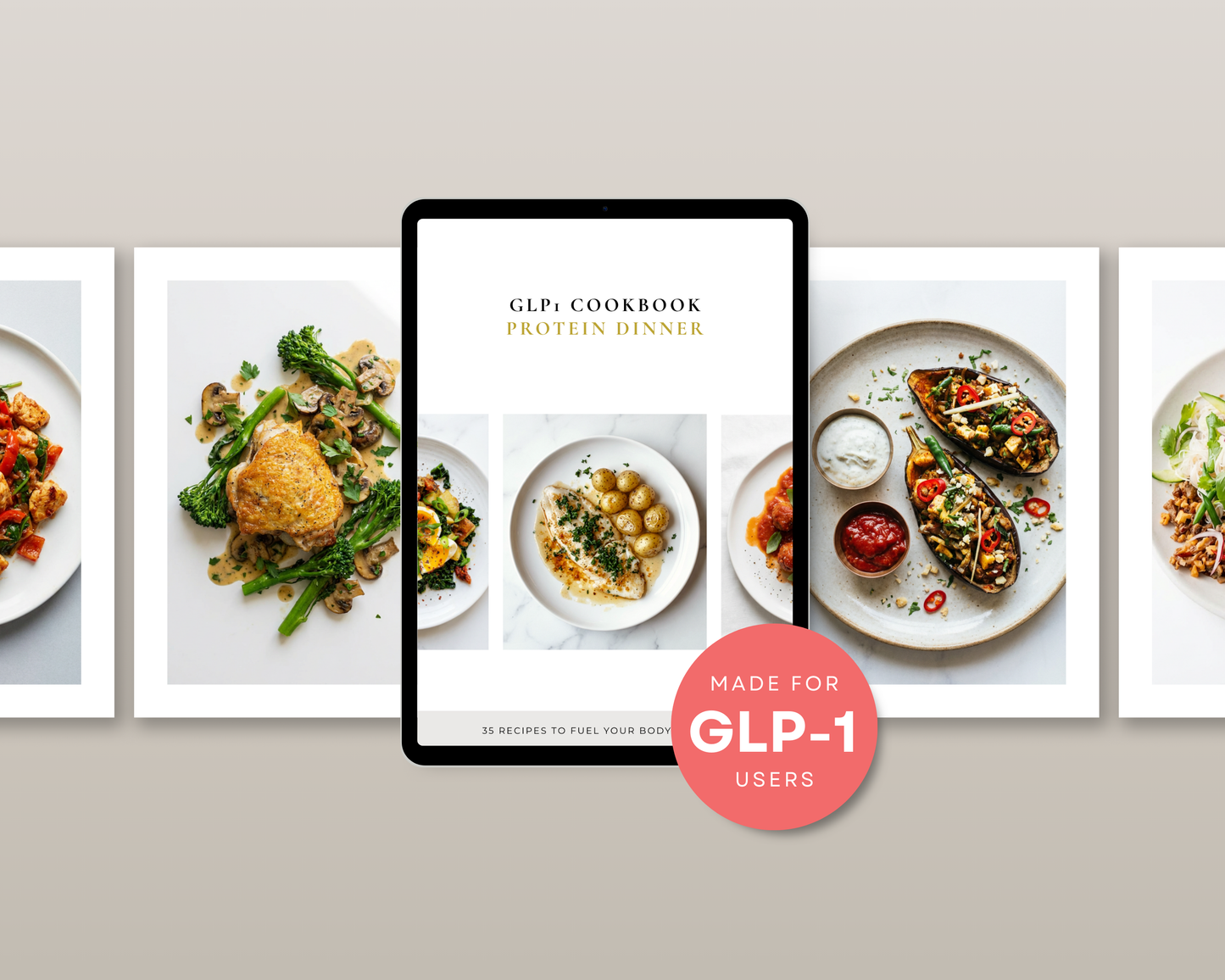 Detail shot of muscle-preservation recipe in GLP-1 cookbook — high-protein dinner option