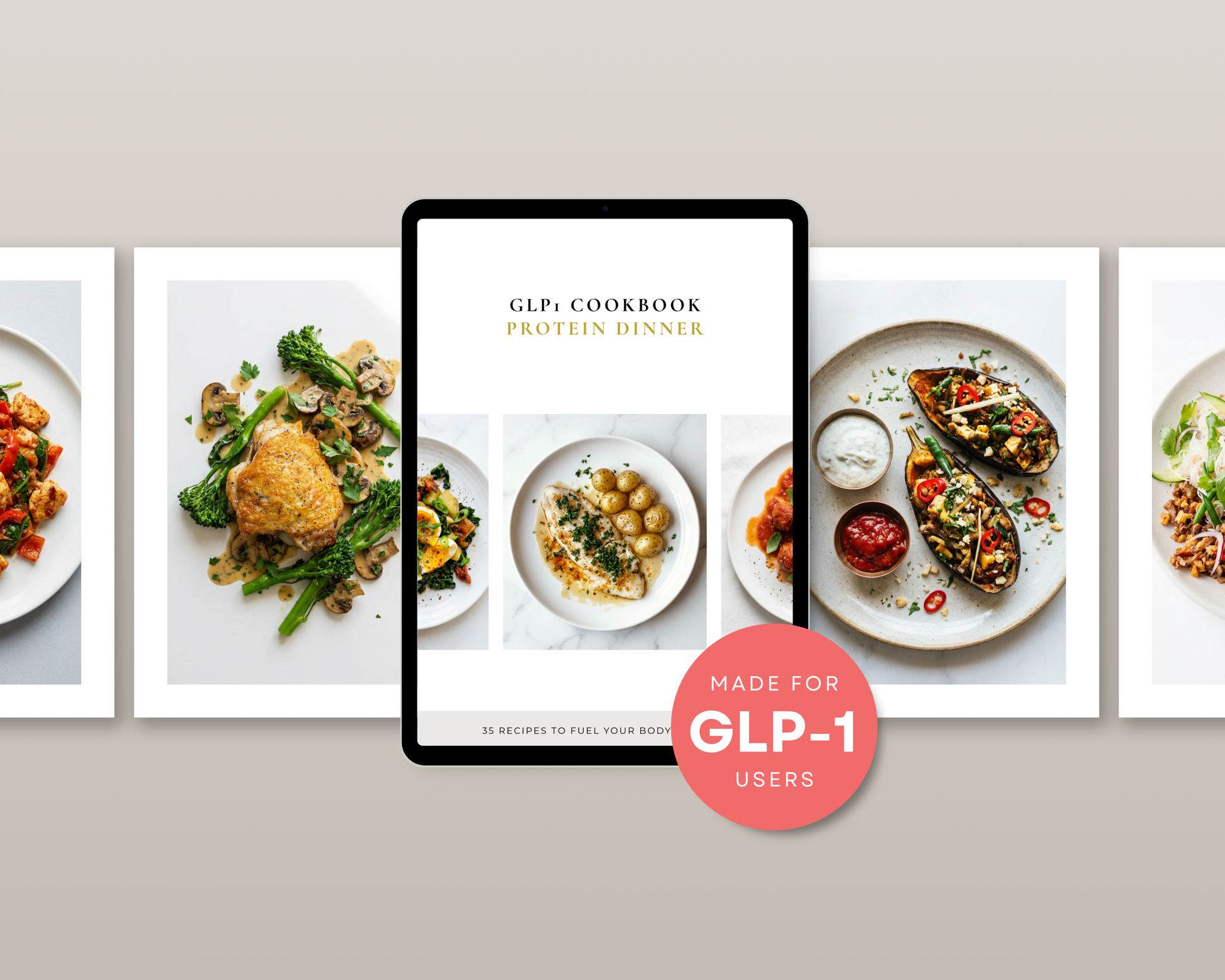 Detail shot of muscle-preservation recipe in GLP-1 cookbook — high-protein dinner option