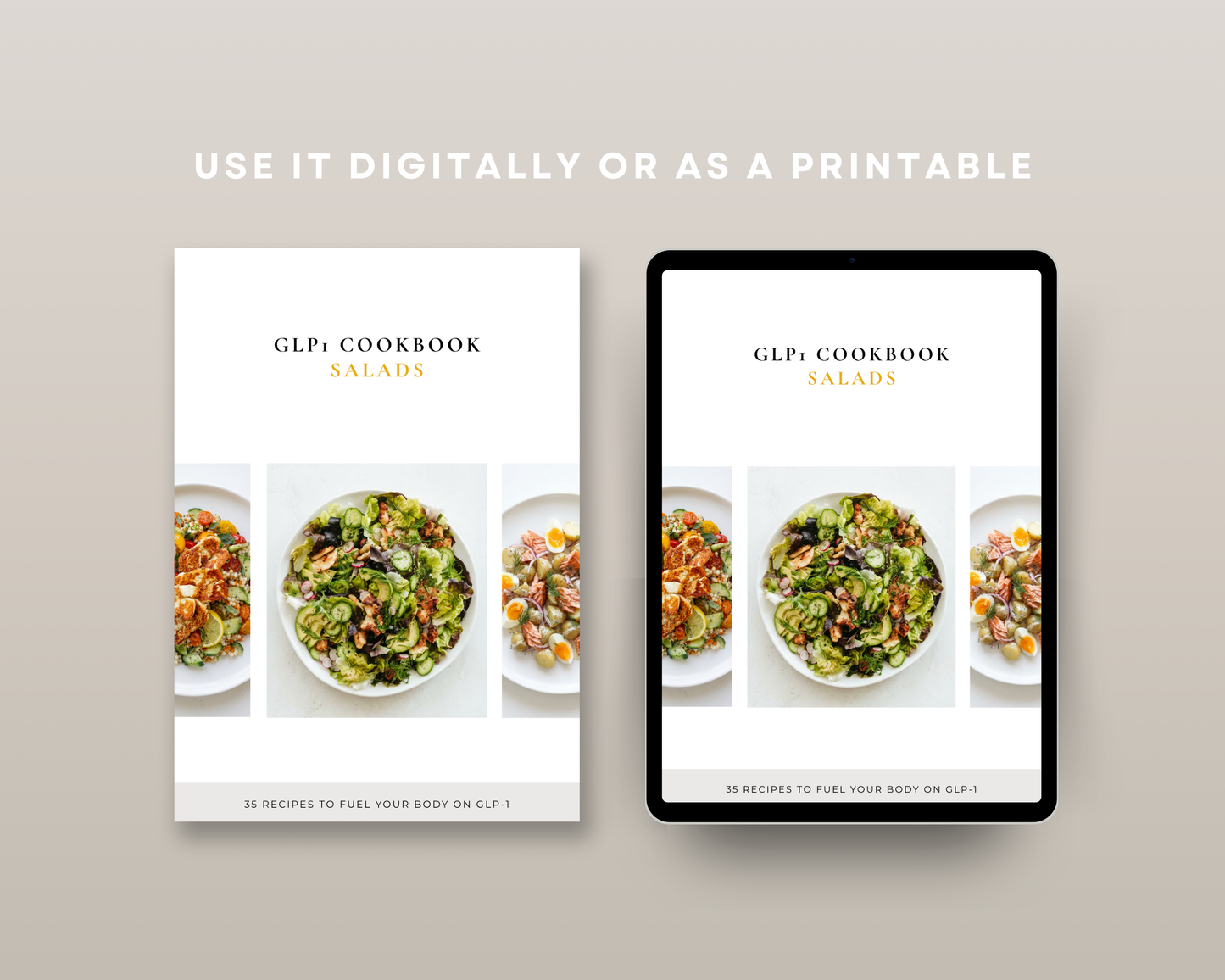 Fresh salad ingredients spread out for a nutrient-dense GLP-1 diet meal